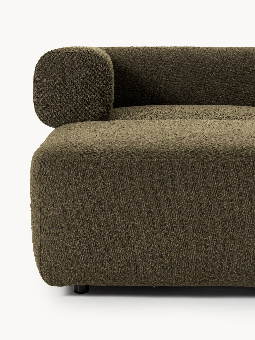 Modulares Bouclé-Sofa Anton (4-Sitzer) mit Hocker (links/rechts)