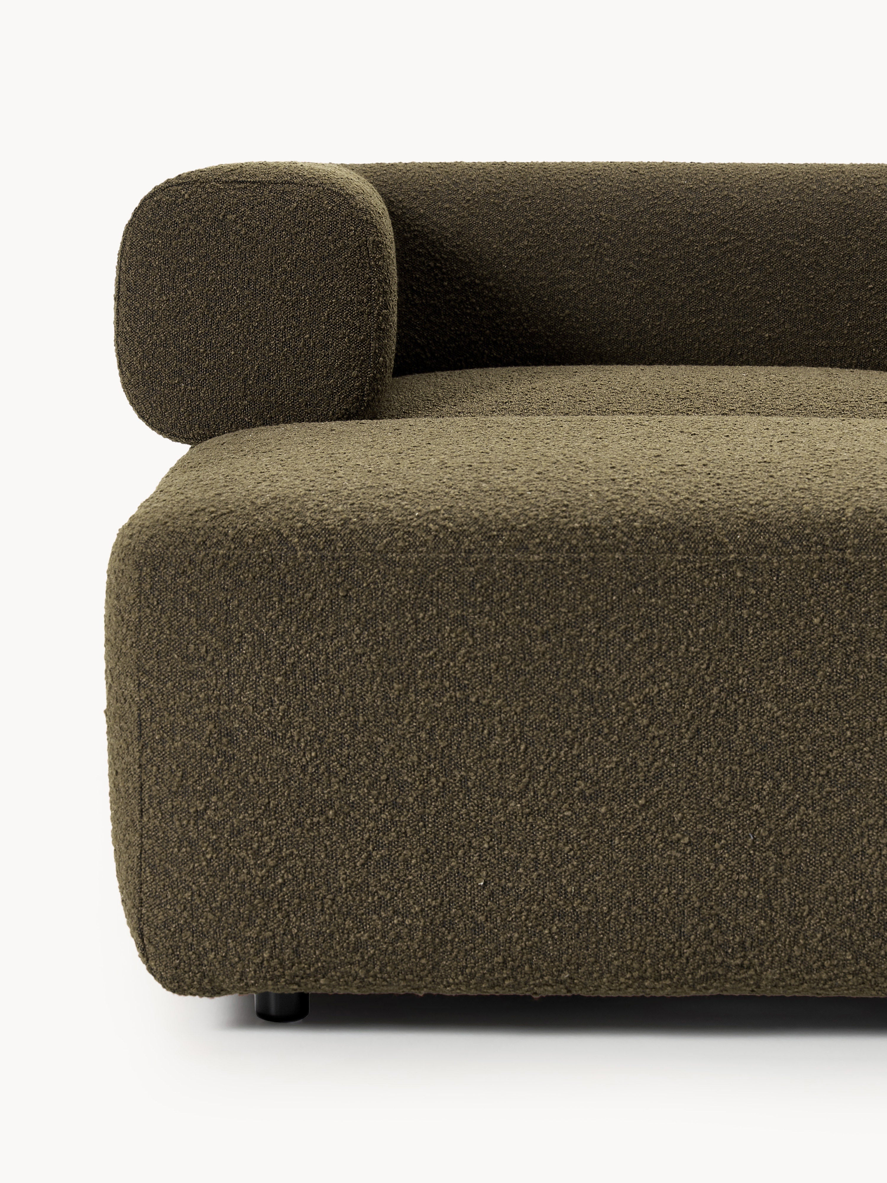 Modulares Bouclé-Sofa Anton (4-Sitzer) mit Hocker (links/rechts)