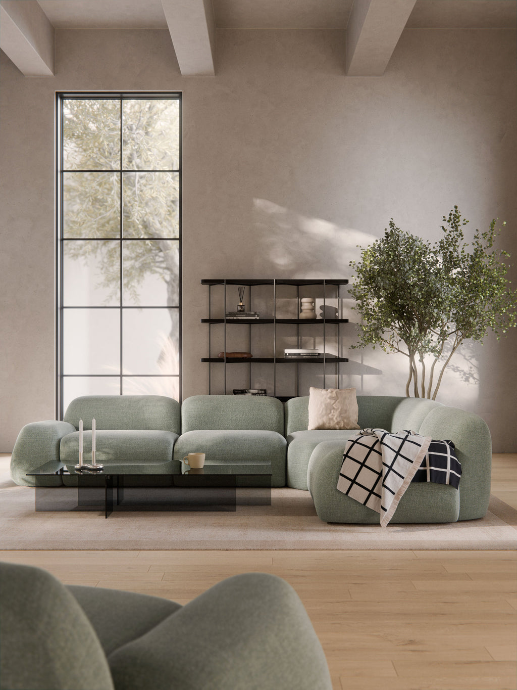 Modulares Bouclé-Ecksofa Wolke (4-Sitzer)