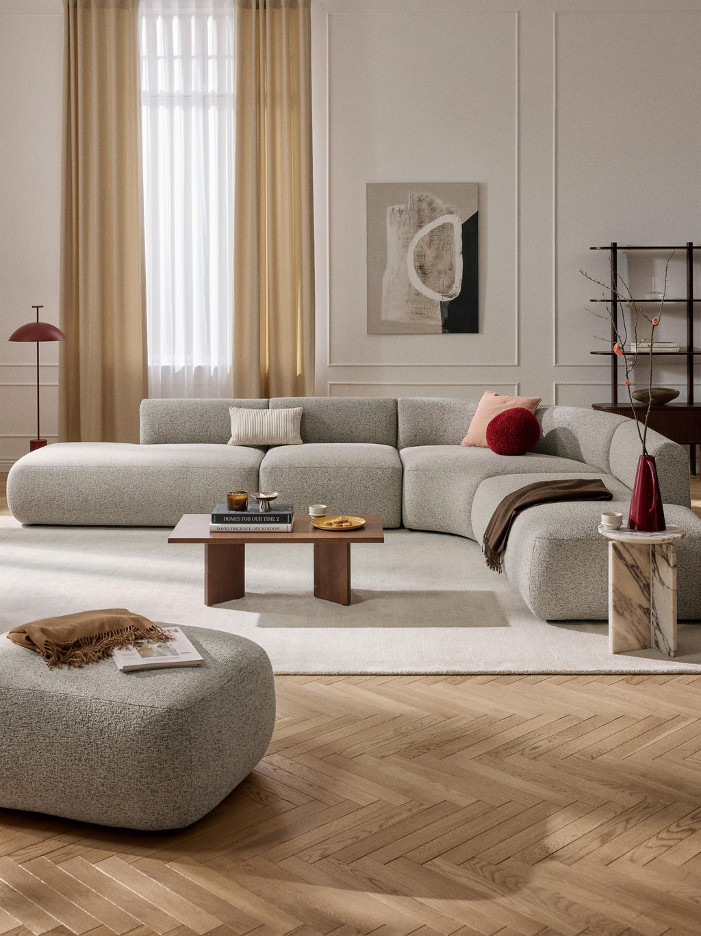 Modulares Bouclé-Ecksofa Sofia (4-Sitzer)
