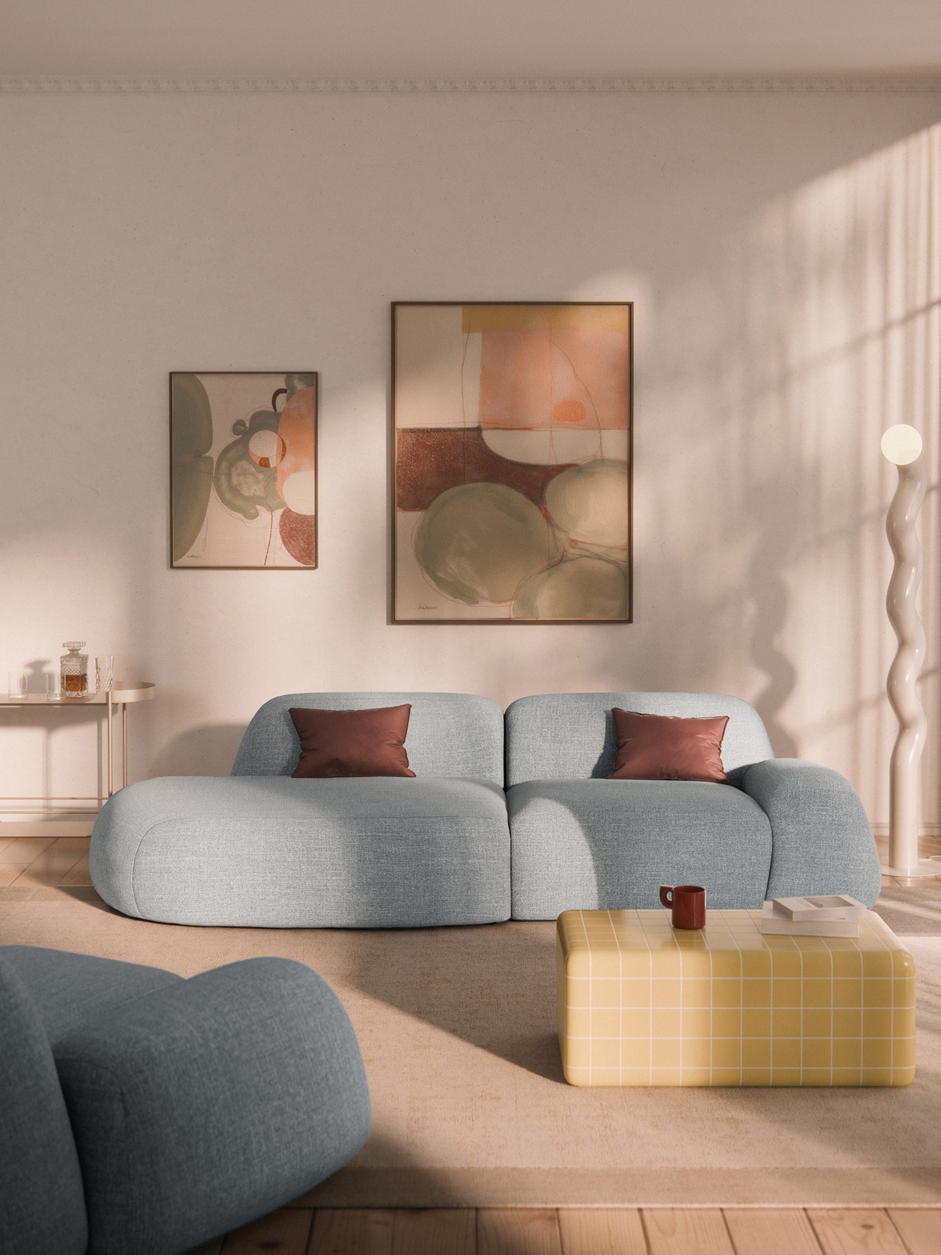 Modulare Bouclé-Chaise Wolke (3-Sitzer)