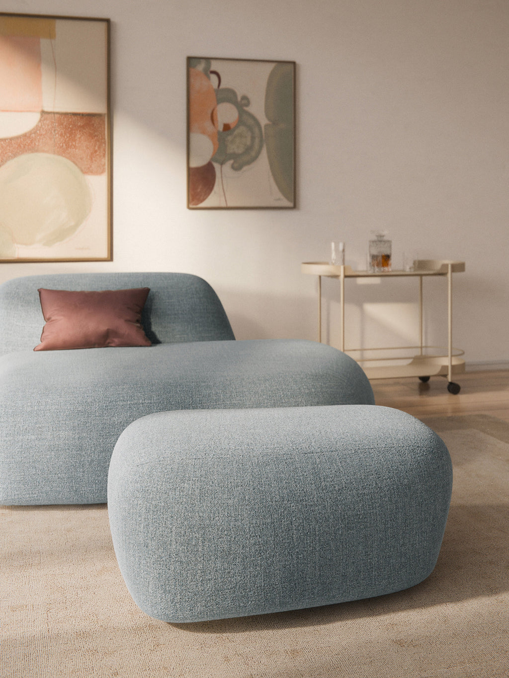 Großer Bouclé-Sofa-Hocker Wolke
