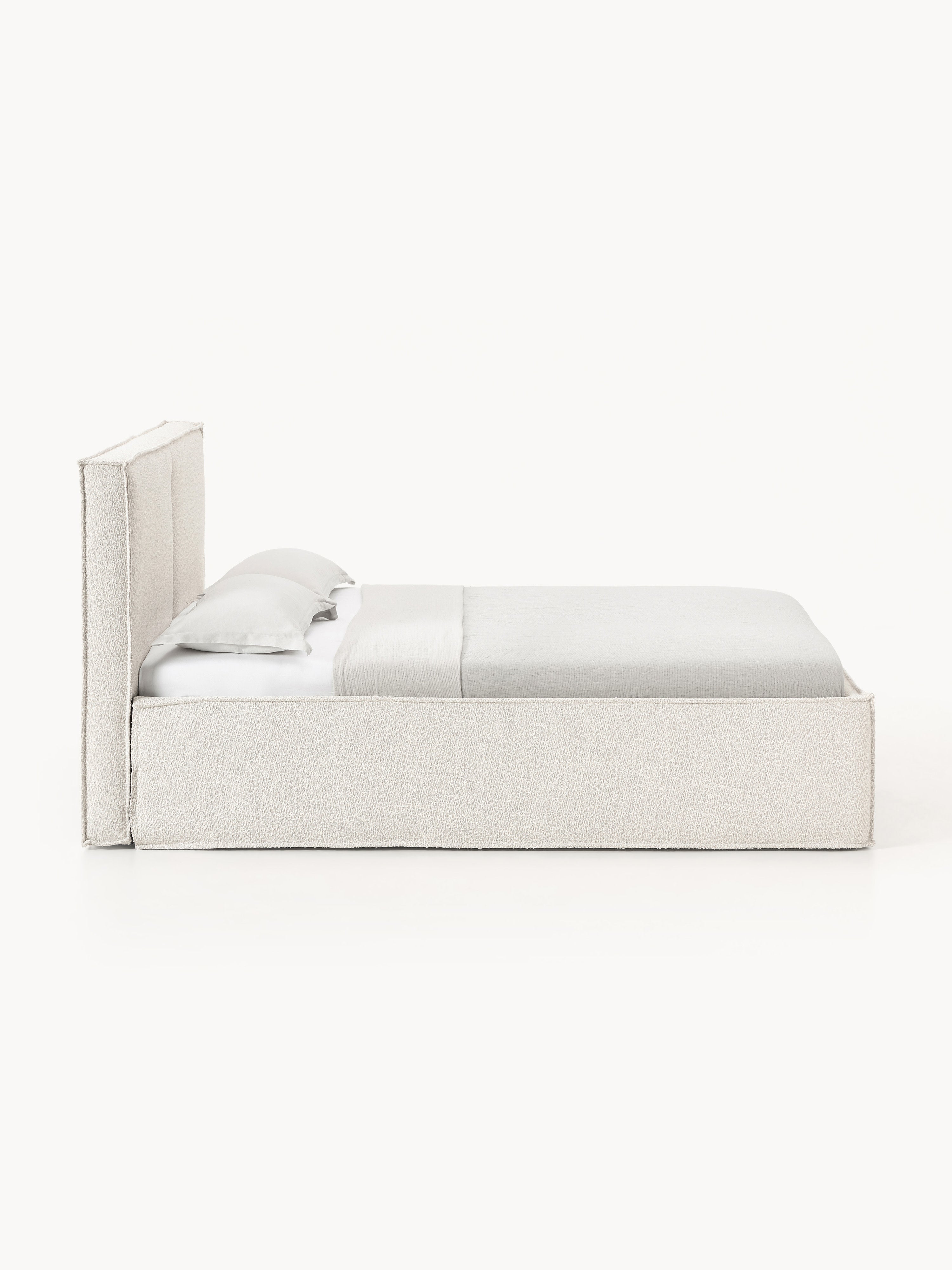 Bouclé-Polsterbett Dream mit Stauraum