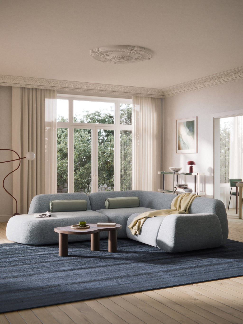 Modulares Bouclé-Ecksofa Wolke (4-Sitzer) mit Chaiselongue