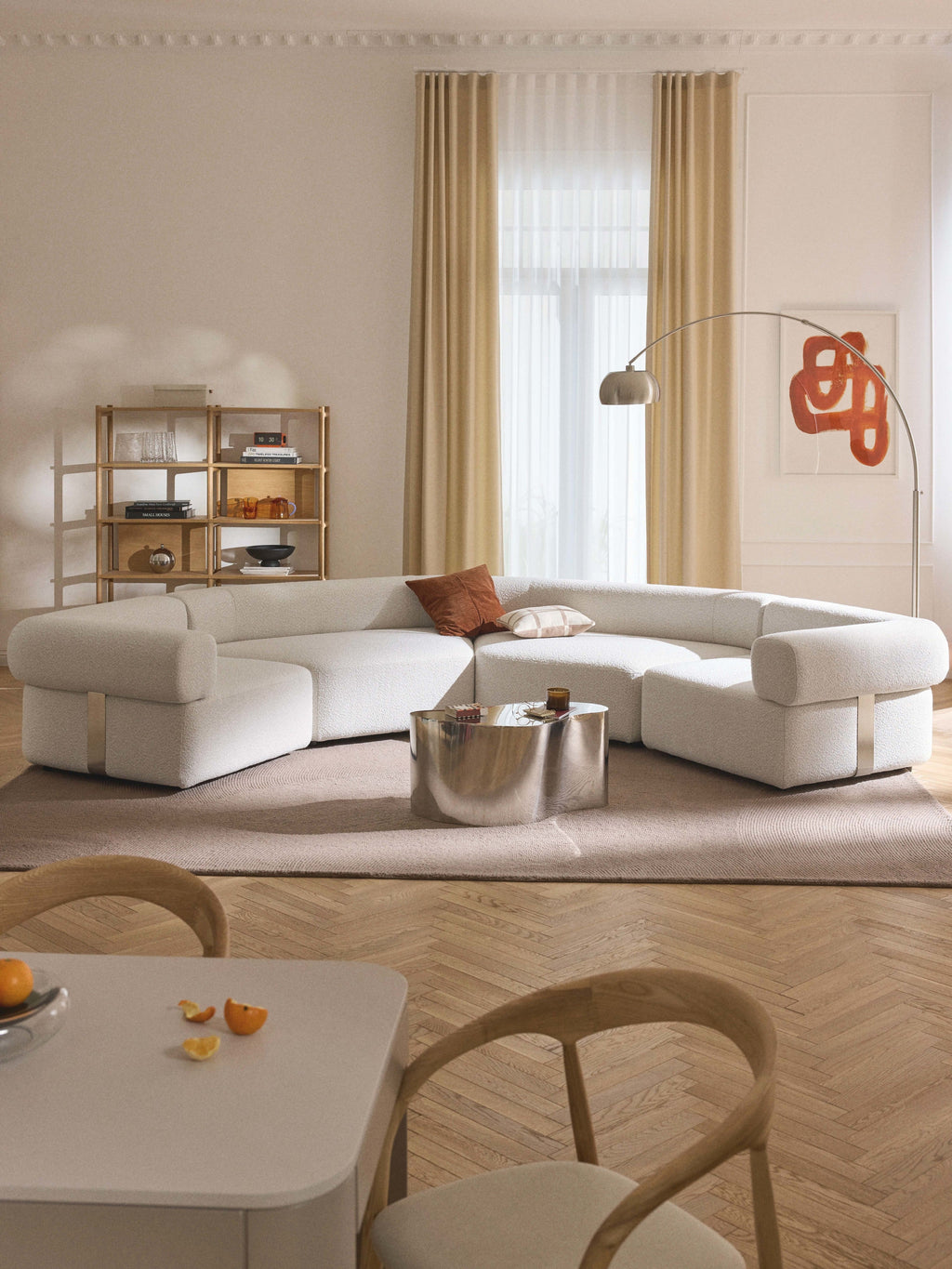 Großes modulares Bouclé-Sofa Anton