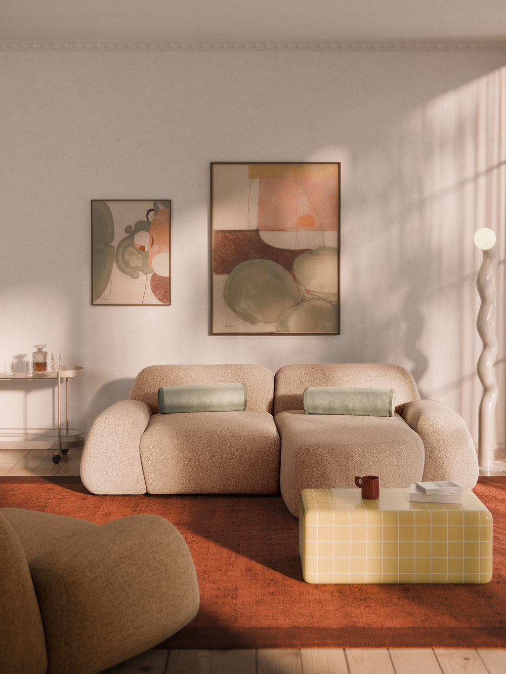 Modulares Bouclé-Ecksofa Wolke (3-Sitzer)