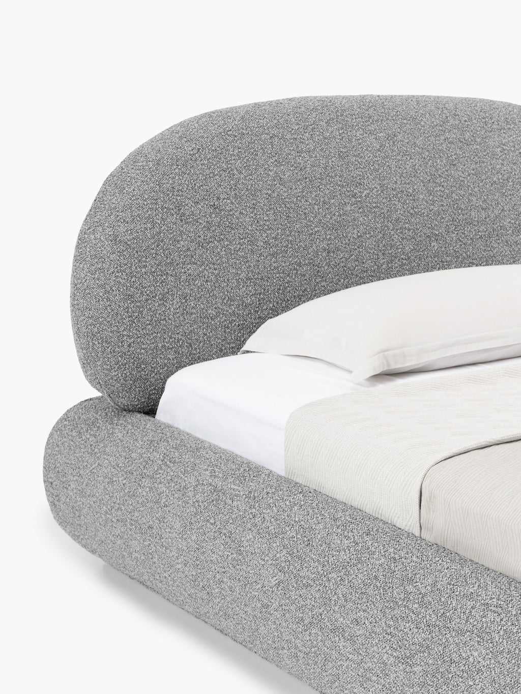 Bouclé-Polster-Einzelbett Alba