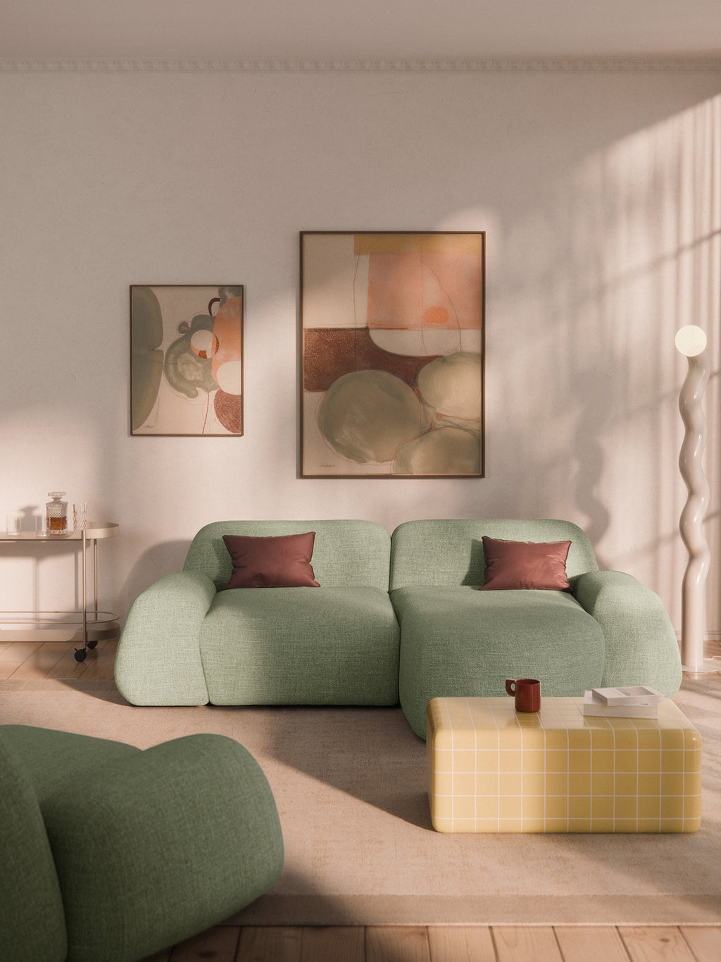 Modulares Bouclé-Ecksofa Wolke (3-Sitzer)