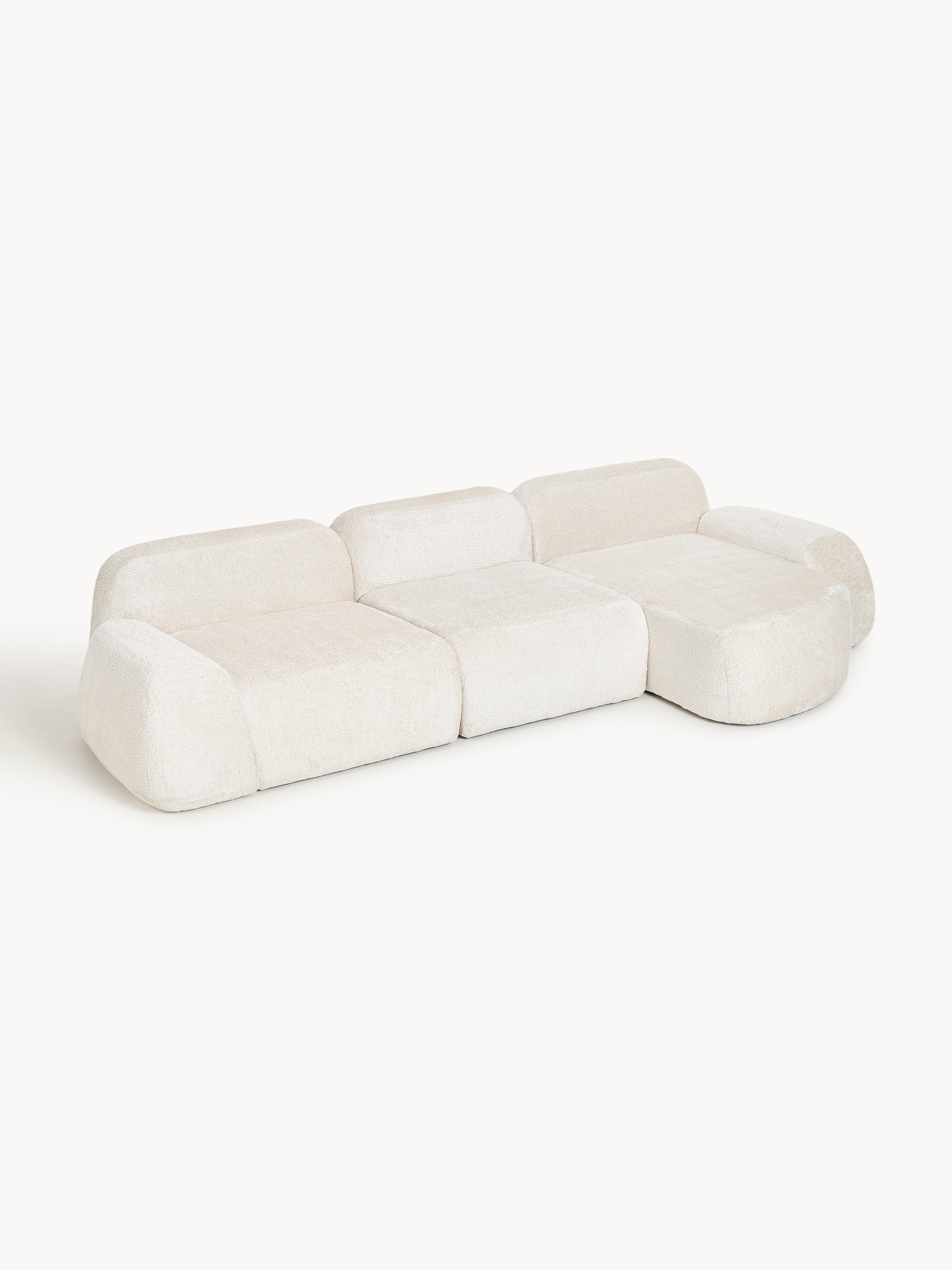 Modulares Teddy-Bouclé-Ecksofa Wolke (4-Sitzer)