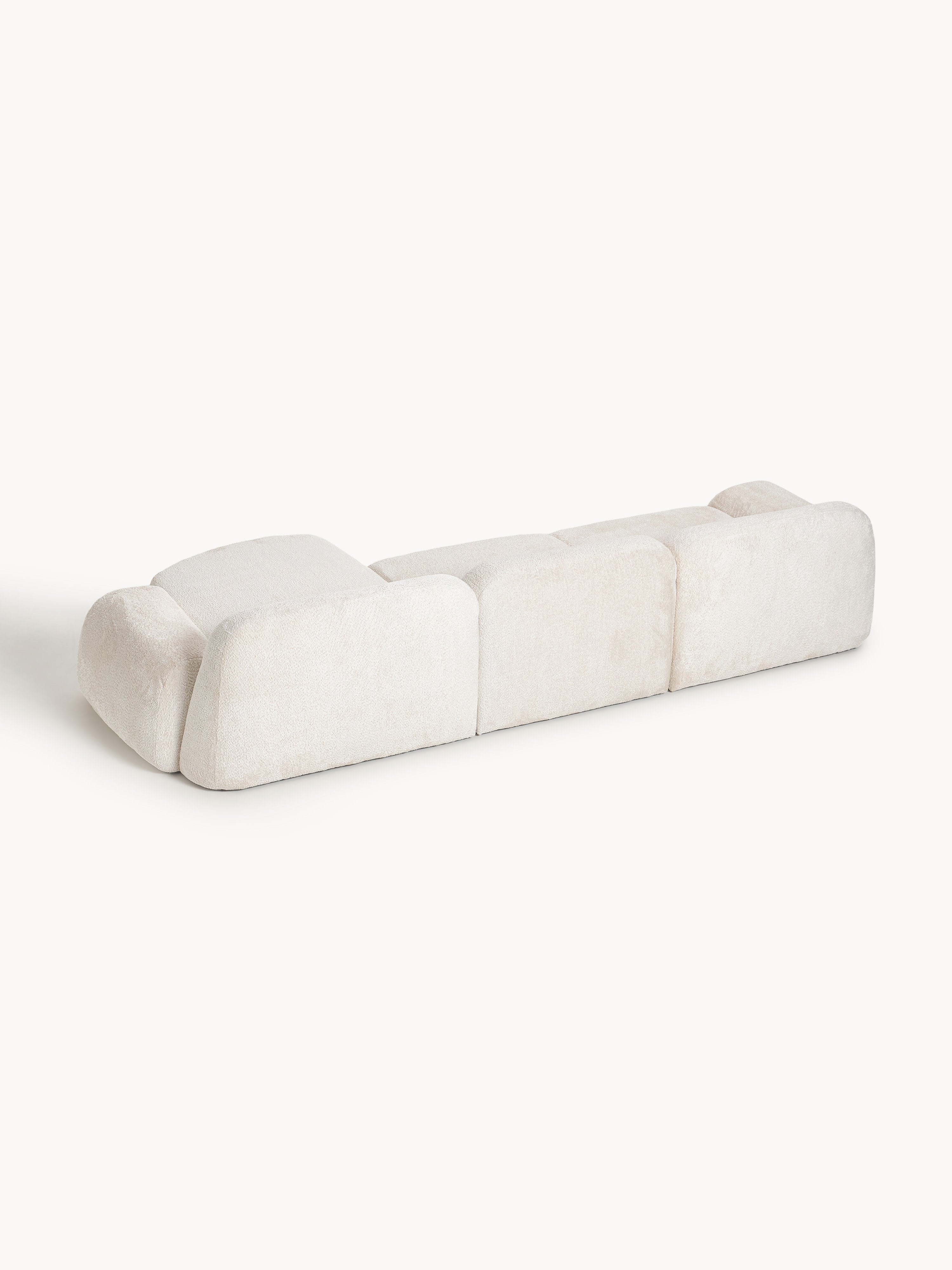 Modulares Teddy-Bouclé-Ecksofa Wolke (4-Sitzer)