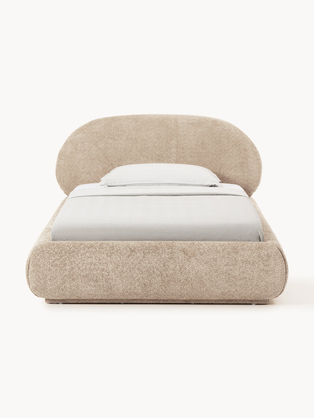 Einzelbett Alba aus Teddy-Bouclé mit Stauraum