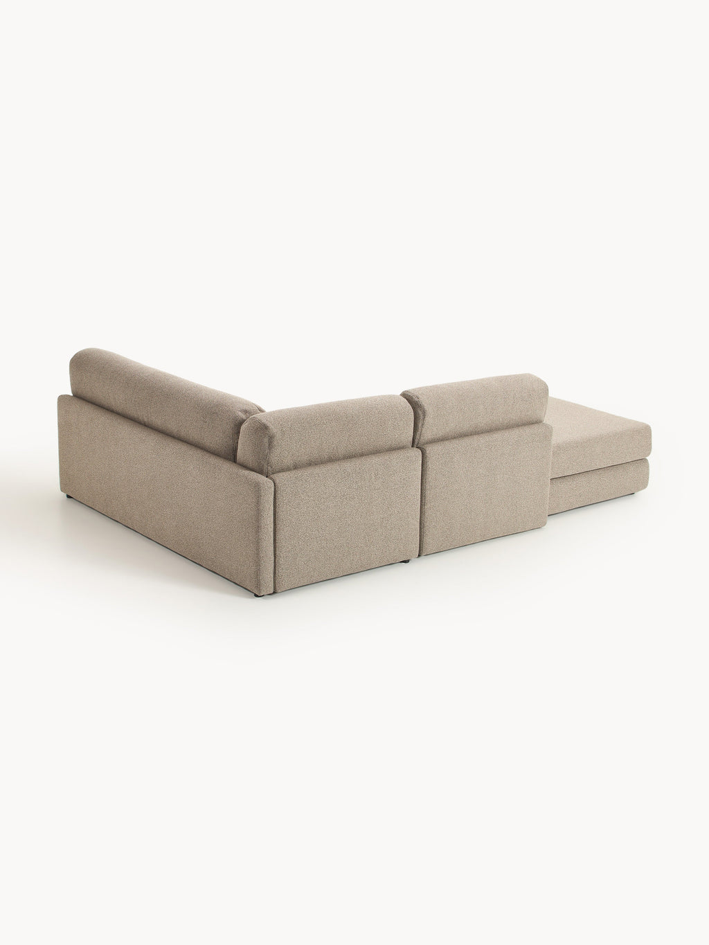 Bouclé-Eck-Schlafsofa Ladina mit Stauraum