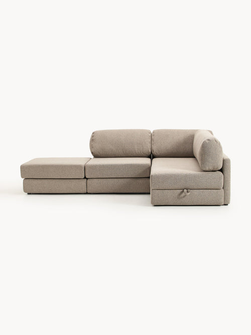Galeriebild 1 - Bouclé-Eck-Schlafsofa Ladina mit Stauraum