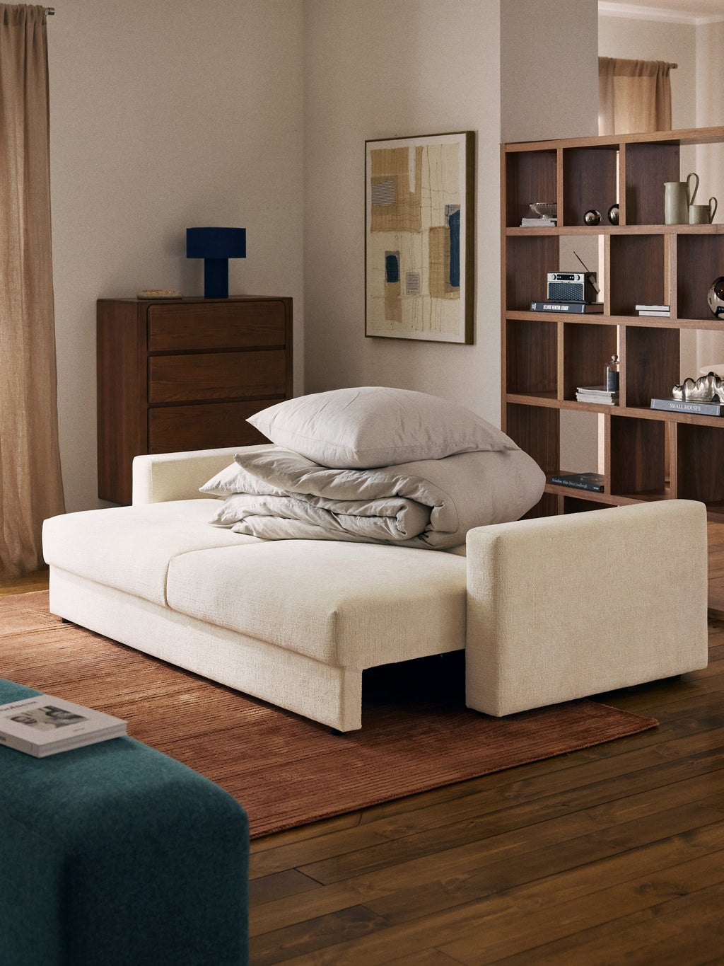 Samt-Schlafsofa Tasha (3-Sitzer) mit Stauraum