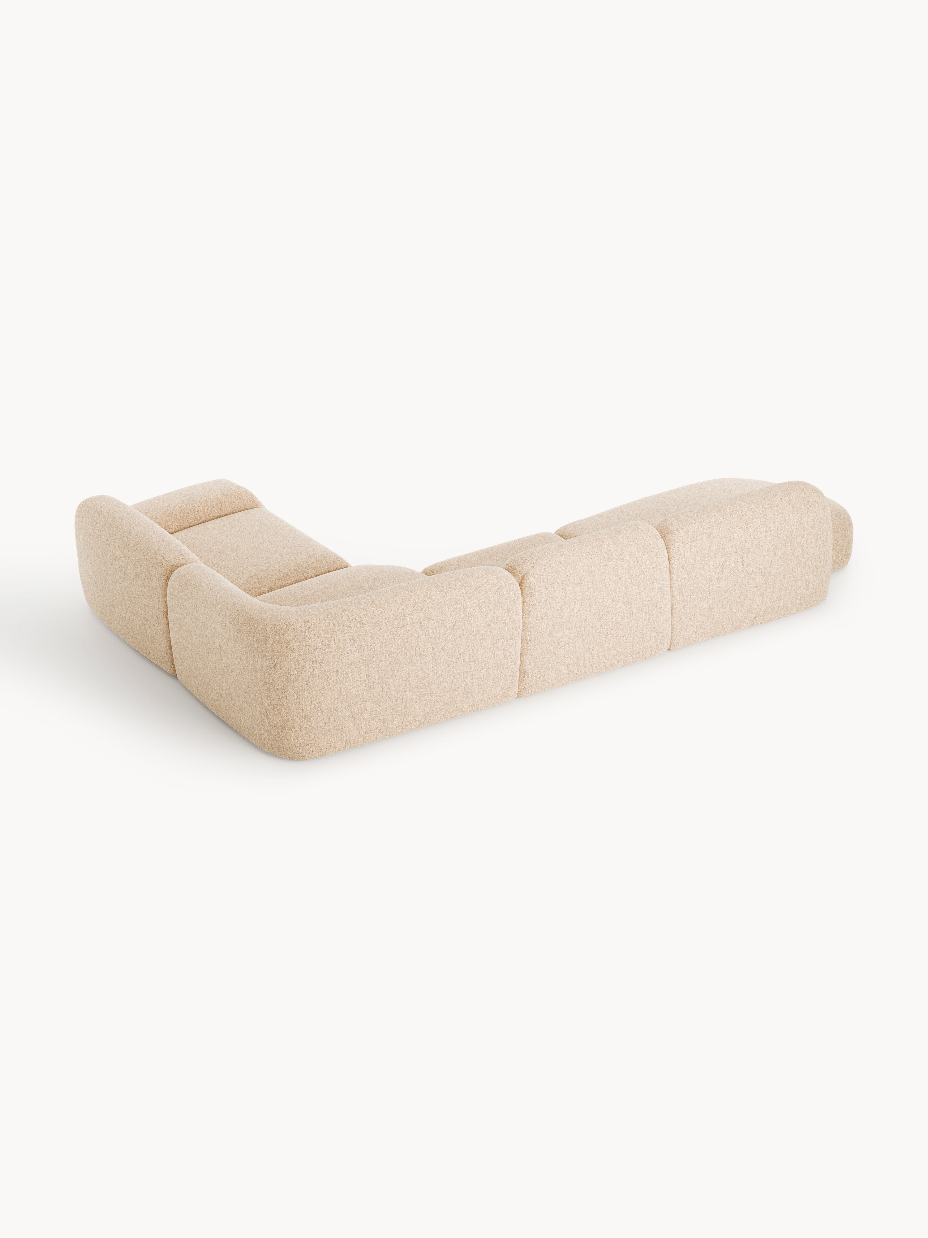 Modulares Bouclé-XL-Ecksofa Wolke mit Chaiselongue