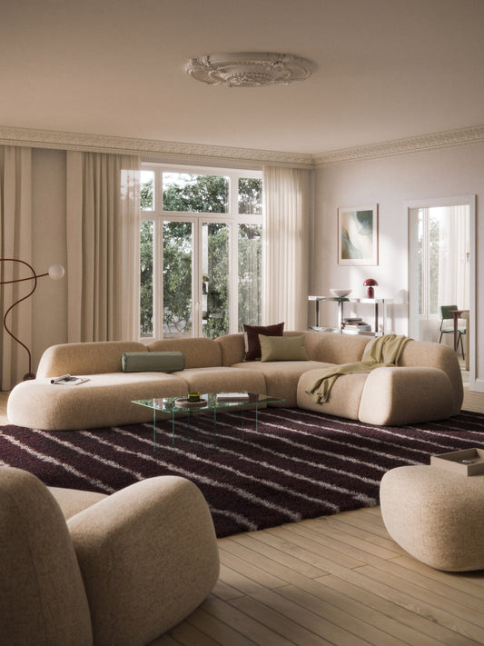 Modulares Bouclé-XL-Ecksofa Wolke mit Chaiselongue