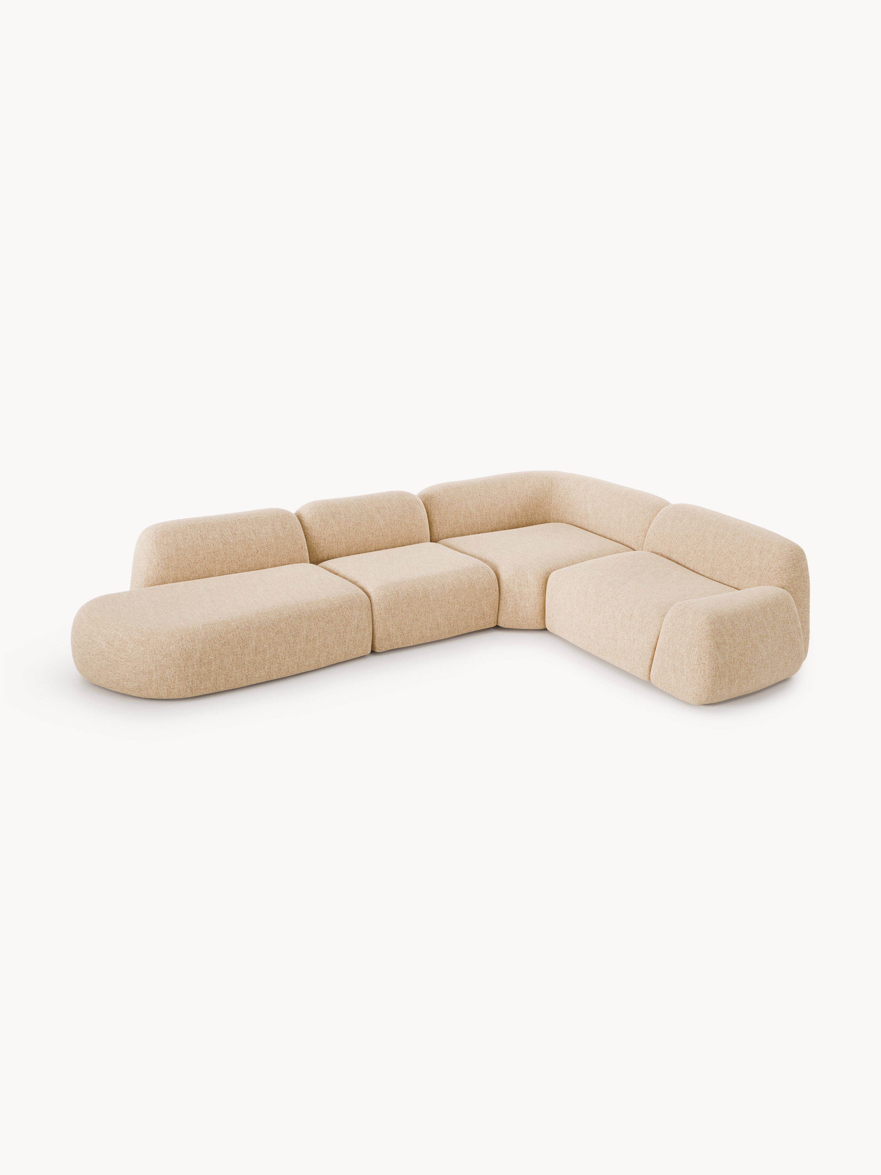 Modulares Bouclé-XL-Ecksofa Wolke mit Chaiselongue