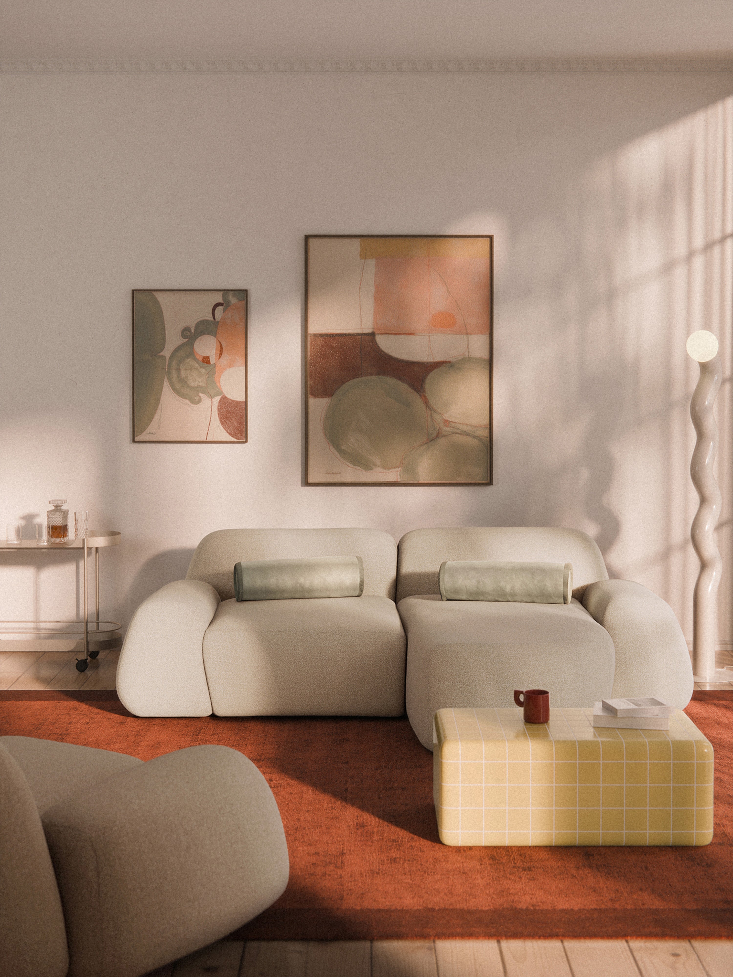 Modulares Bouclé-Ecksofa Wolke (3-Sitzer)