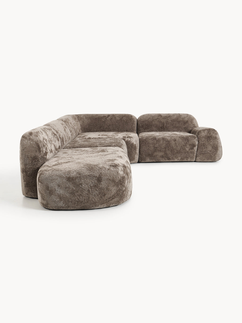 XL Modulares Teddy-Bouclé-Ecksofa Wolke mit Chaiselongue