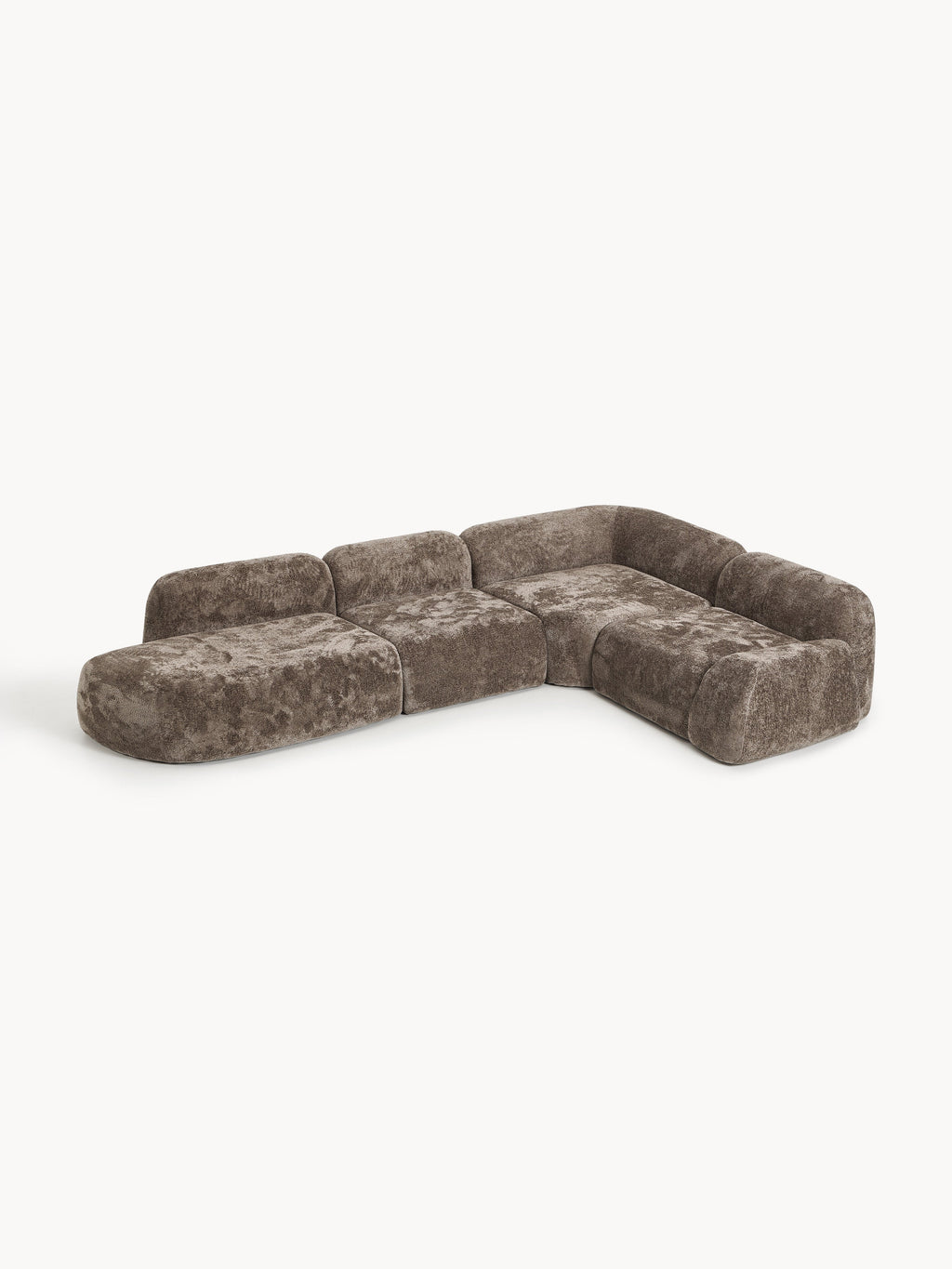 XL Modulares Teddy-Bouclé-Ecksofa Wolke mit Chaiselongue