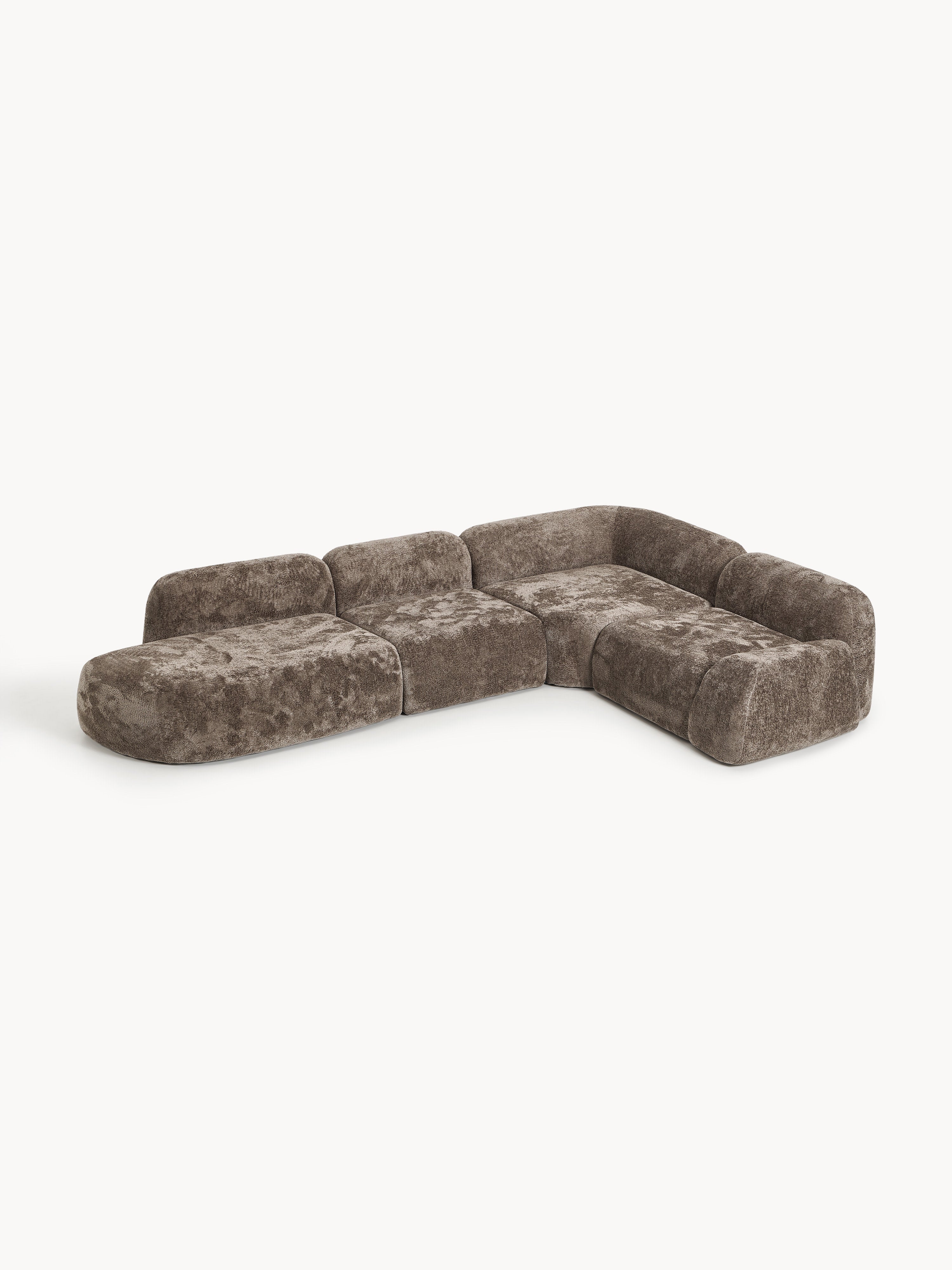 XL Modulares Teddy-Bouclé-Ecksofa Wolke mit Chaiselongue