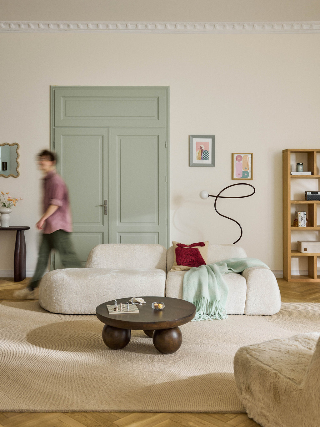 Modulare Teddy-Bouclé-Chaise Wolke (3-Sitzer)