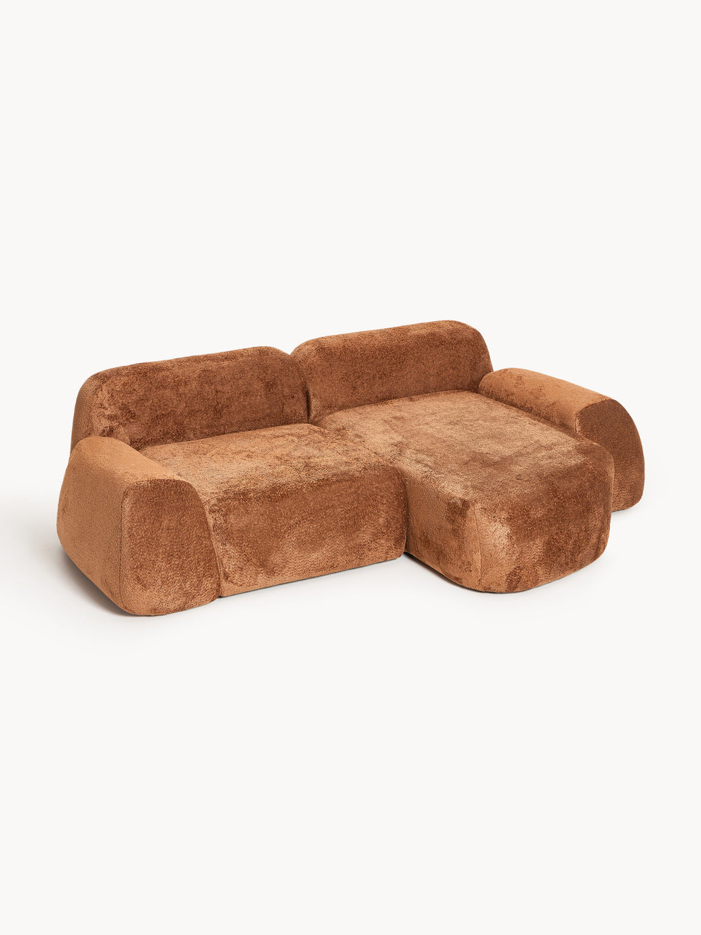 Modulares Teddy-Bouclé-Ecksofa Wolke (3-Sitzer)
