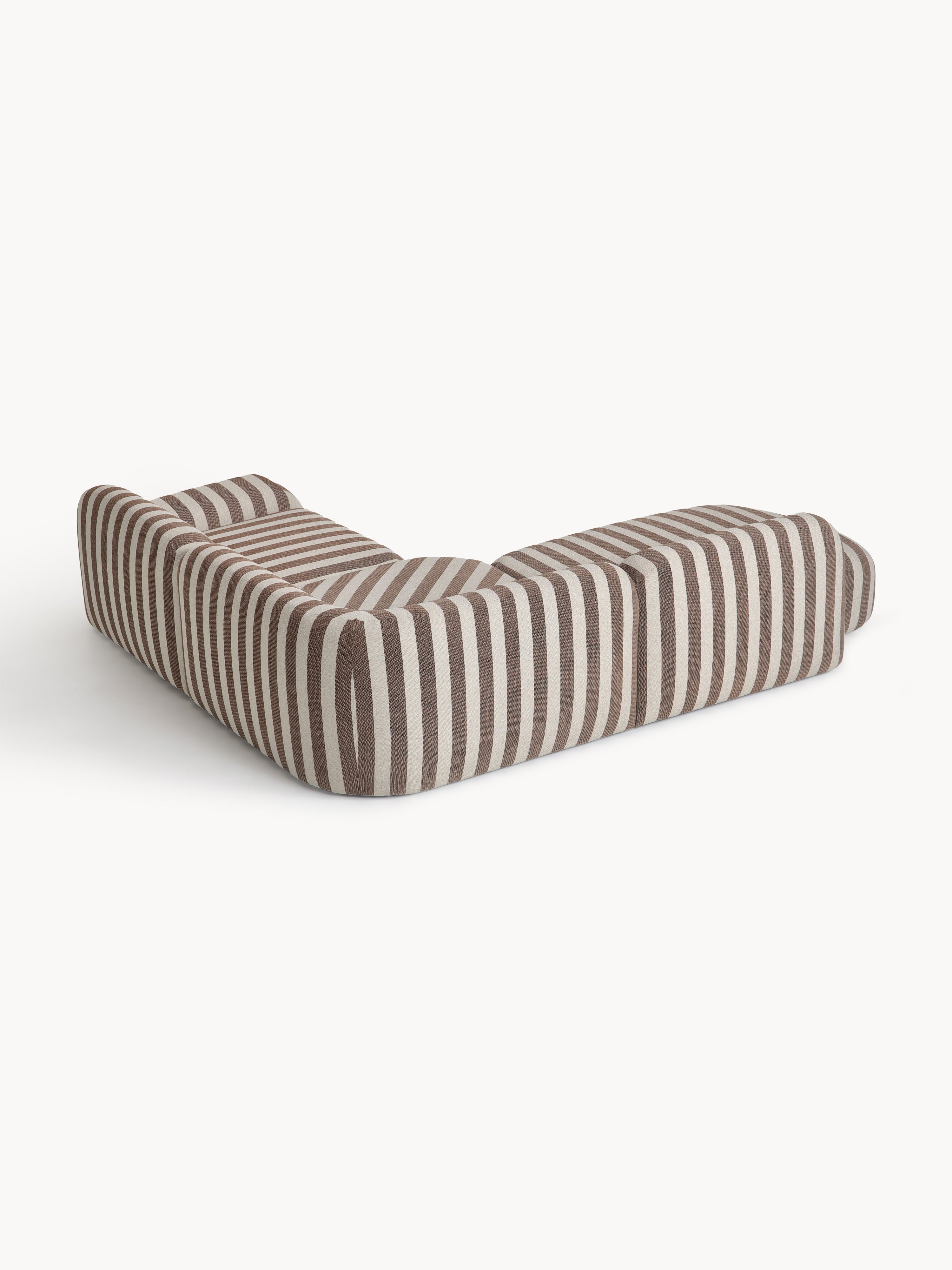Modulares Gestreiftes Ecksofa Wolke (4-Sitzer) mit Chaiselongue