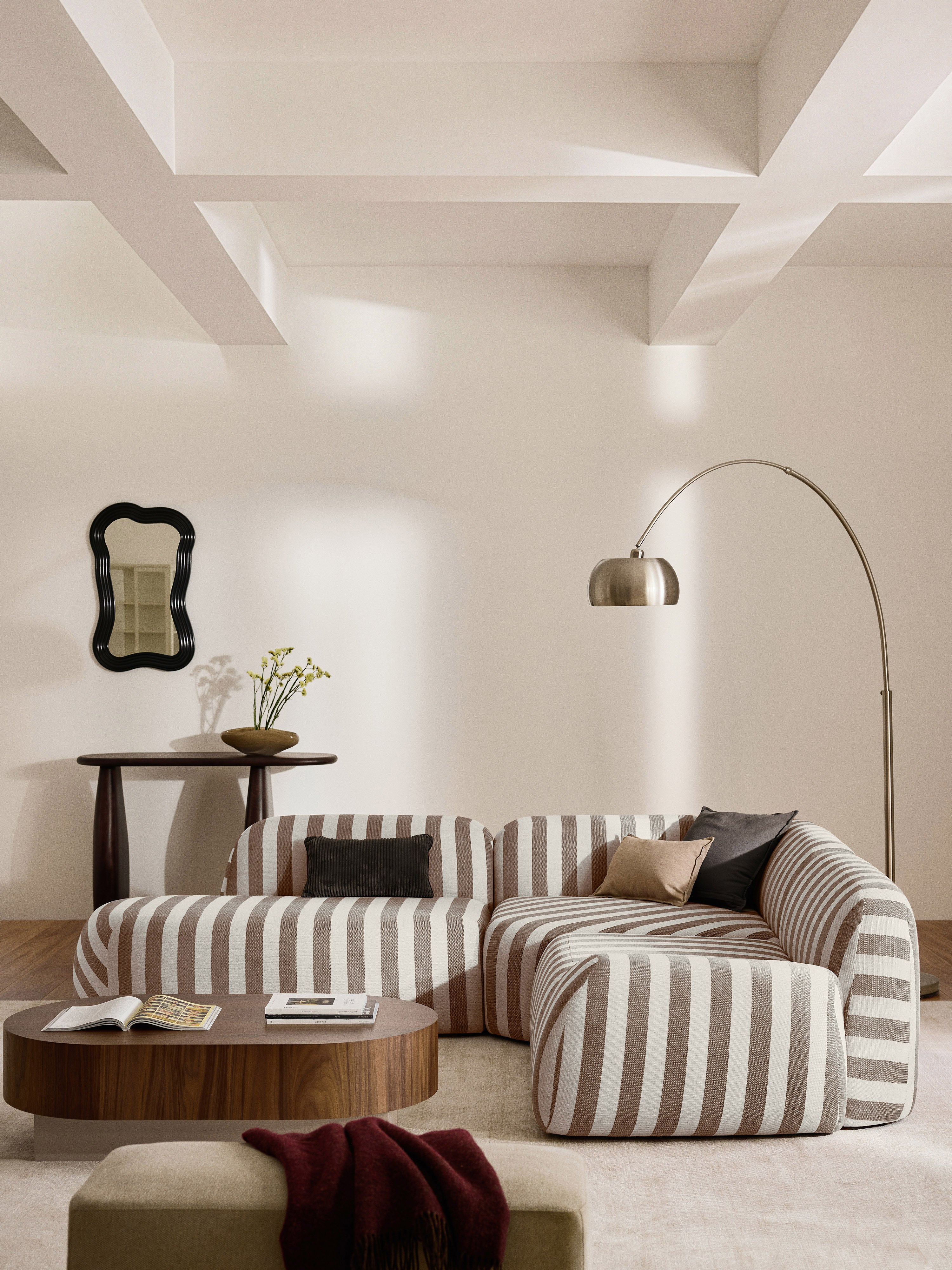 Modulares Gestreiftes Ecksofa Wolke (4-Sitzer) mit Chaiselongue