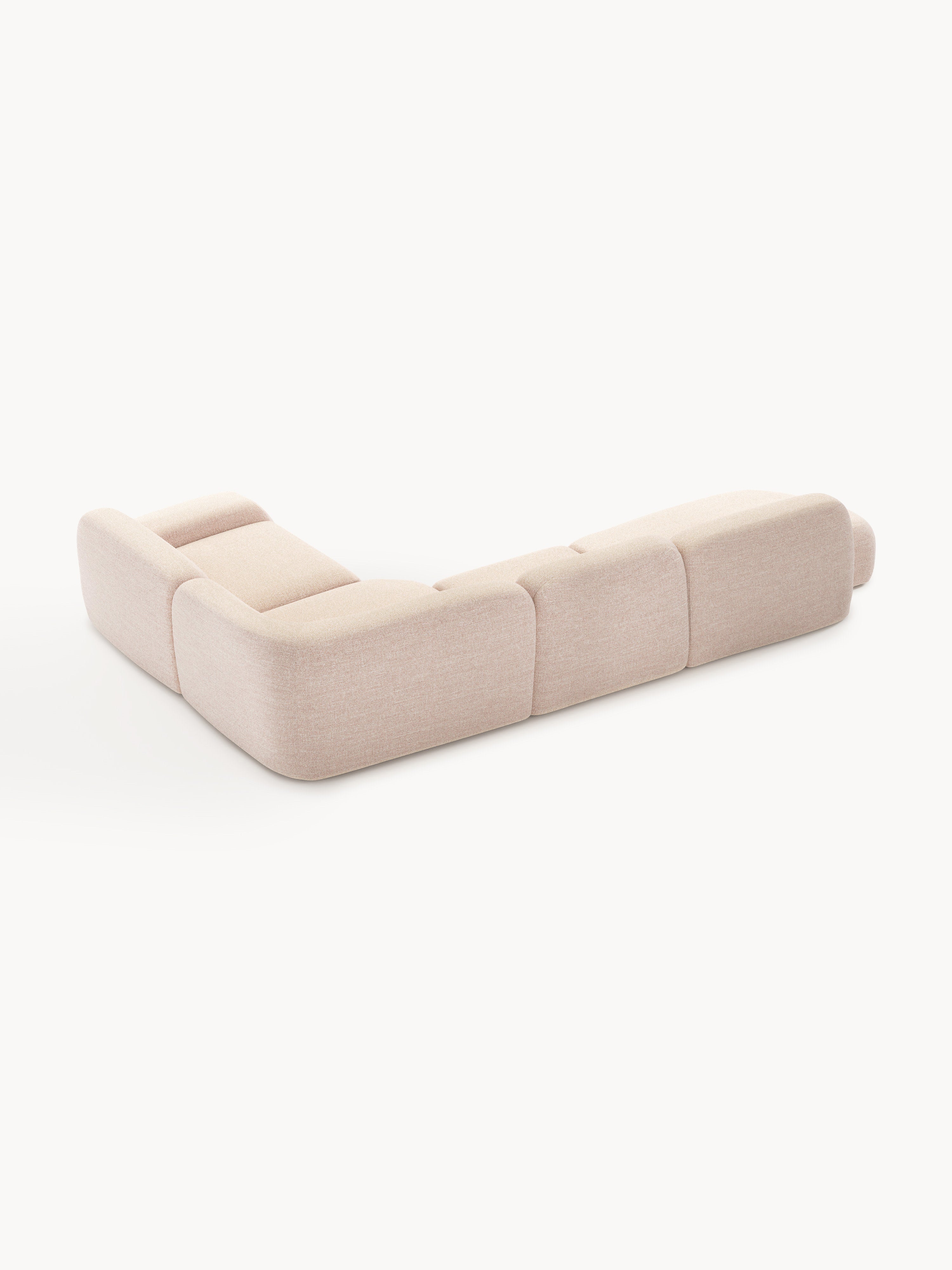 Modulares Bouclé-XL-Ecksofa Wolke mit Chaiselongue