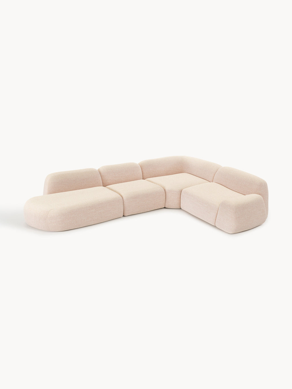 Modulares Bouclé-XL-Ecksofa Wolke mit Chaiselongue