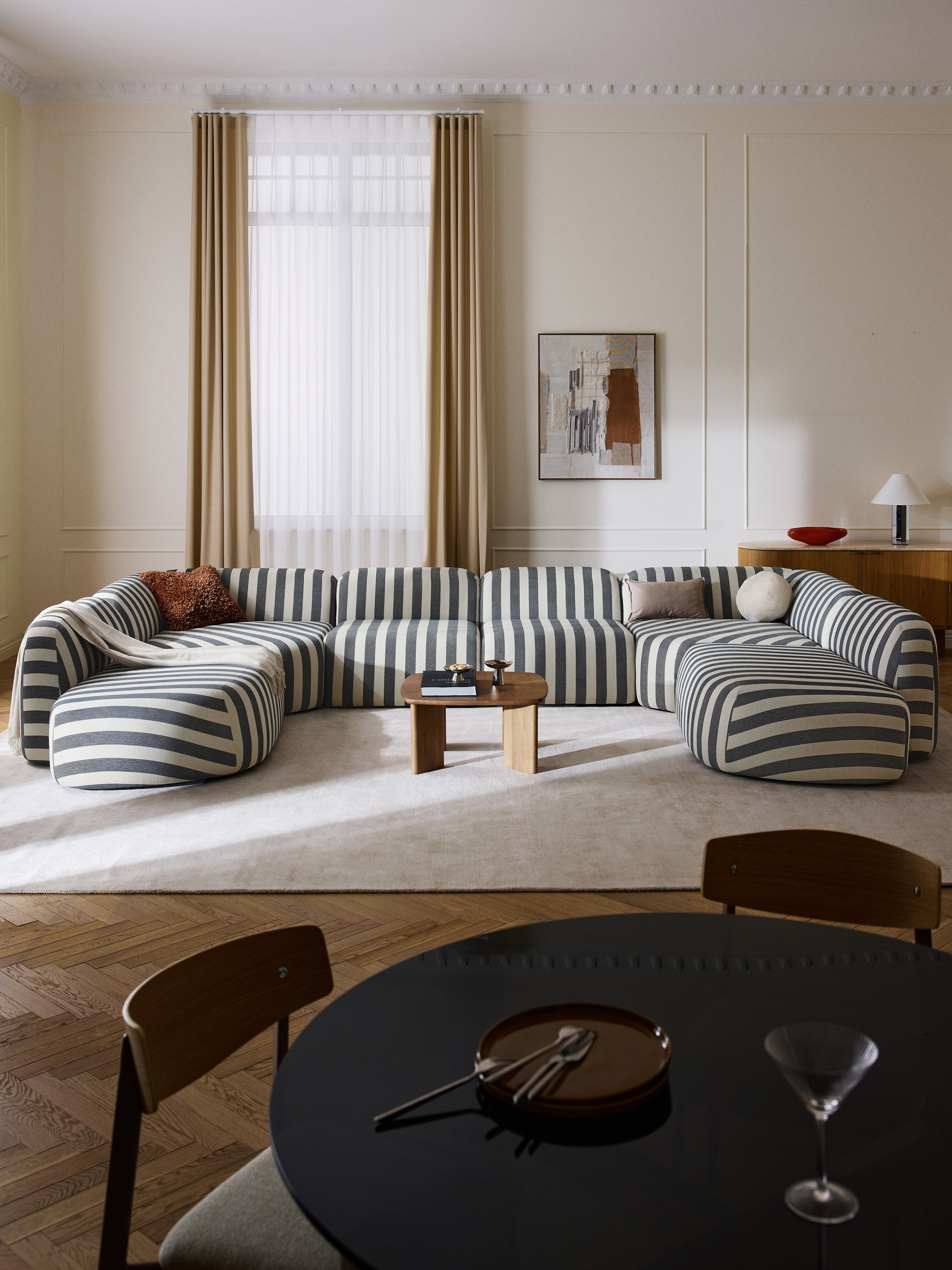 Modulares Gestreiftes XL-Sofa Wolke