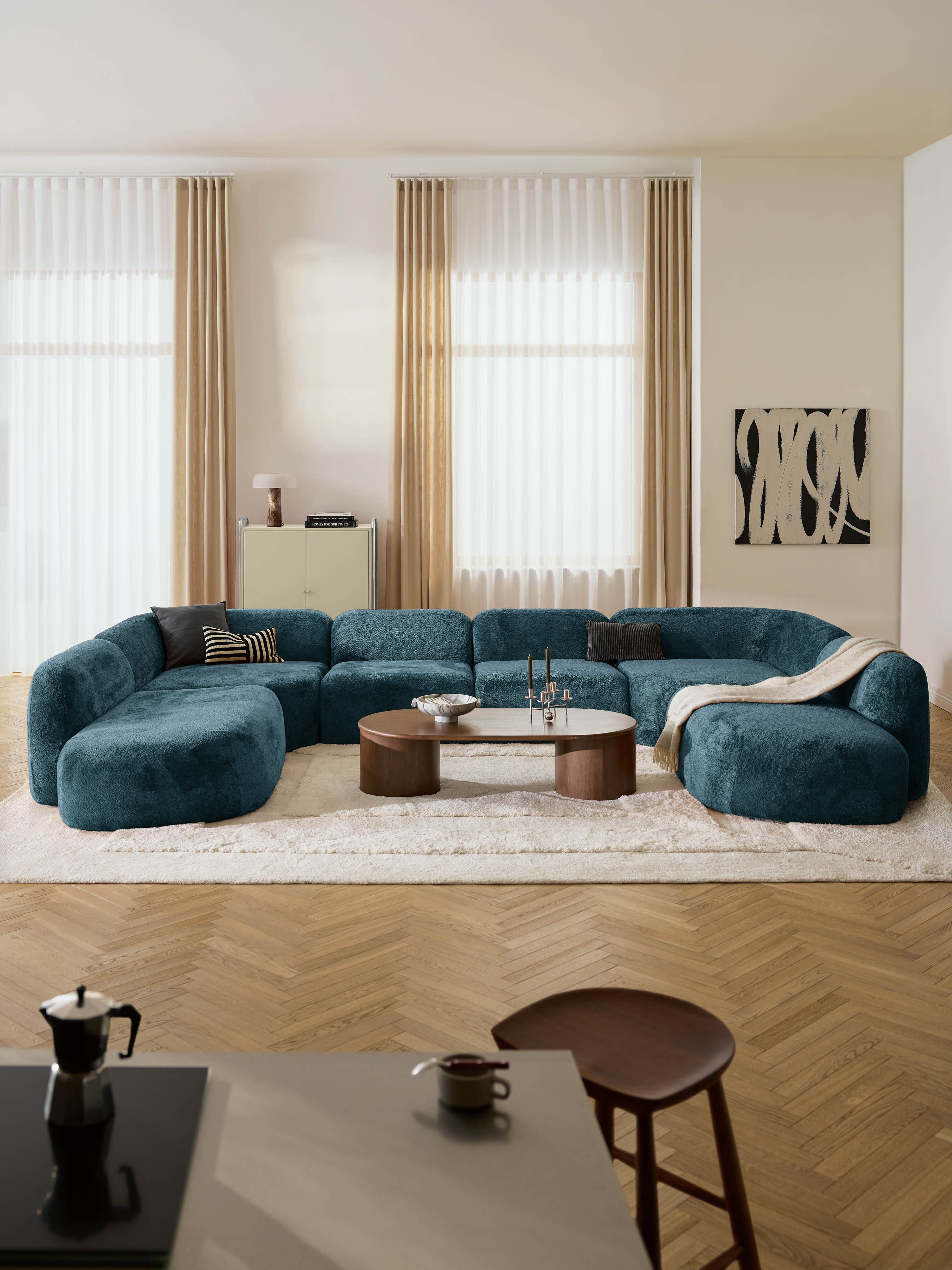 XL Modulares Teddy-Bouclé-Sofa Wolke