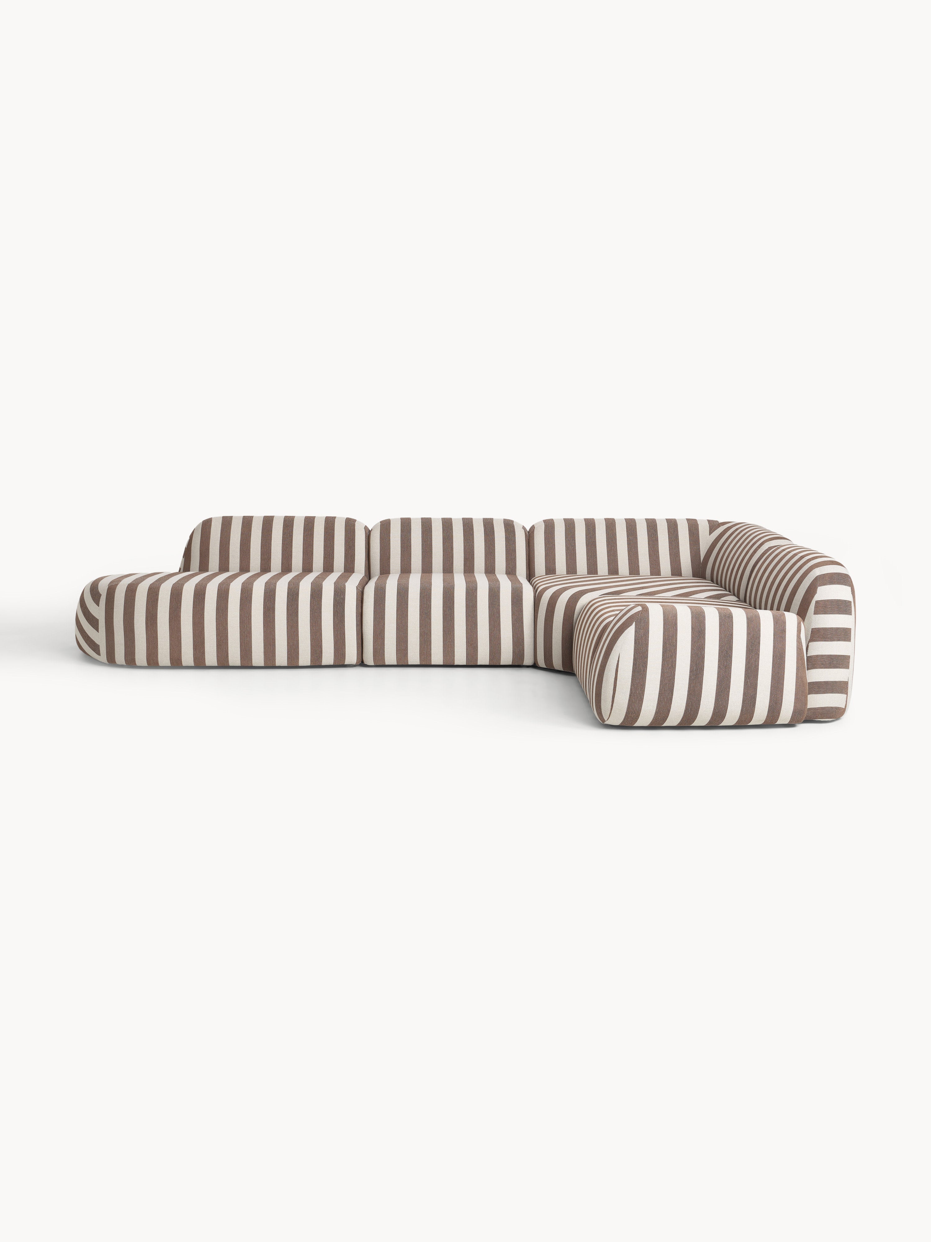 Galeriebild 1 - Modulares Gestreiftes XL-Ecksofa Wolke mit Chaiselongue