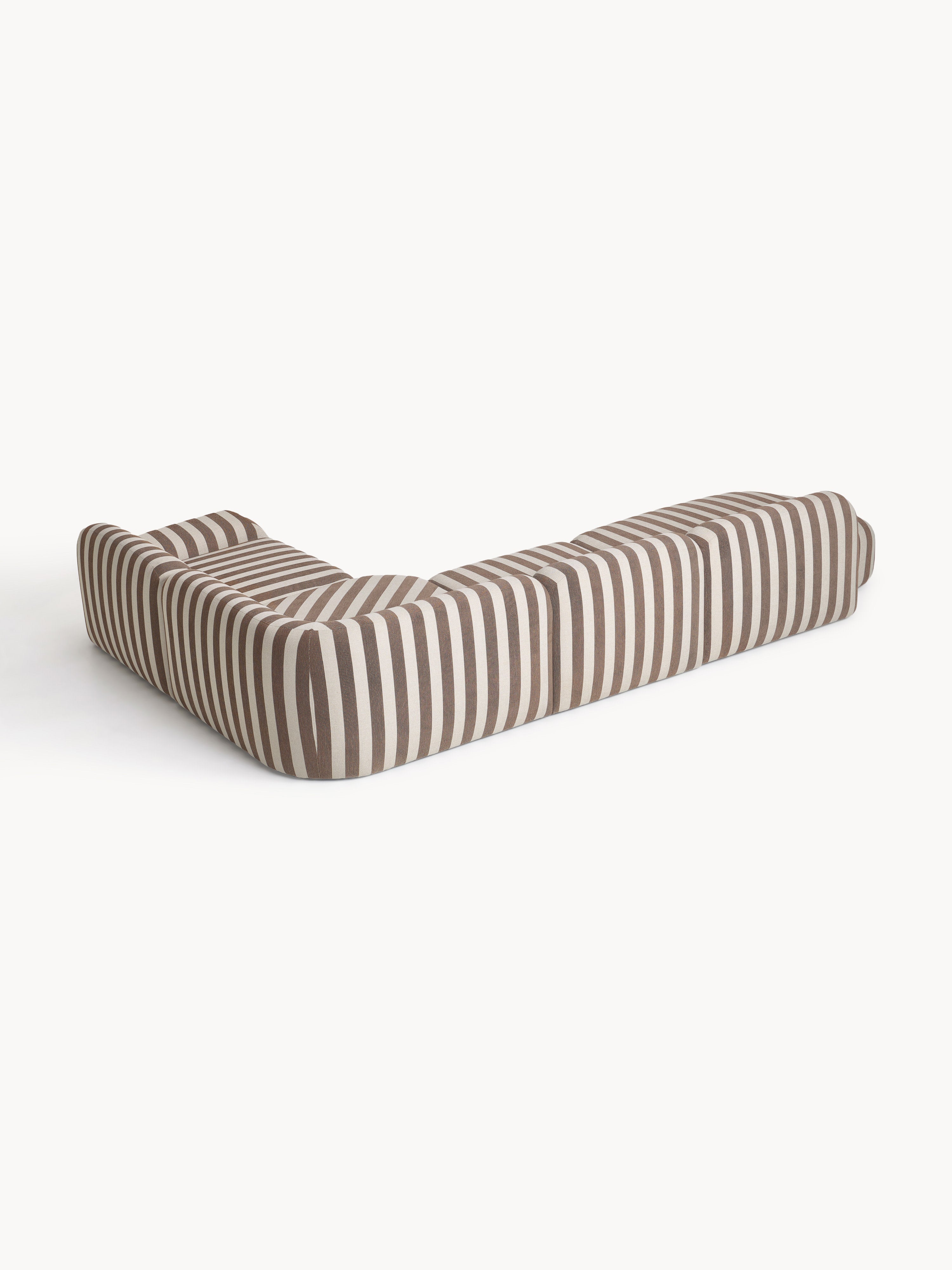 Modulares Gestreiftes XL-Ecksofa Wolke mit Chaiselongue