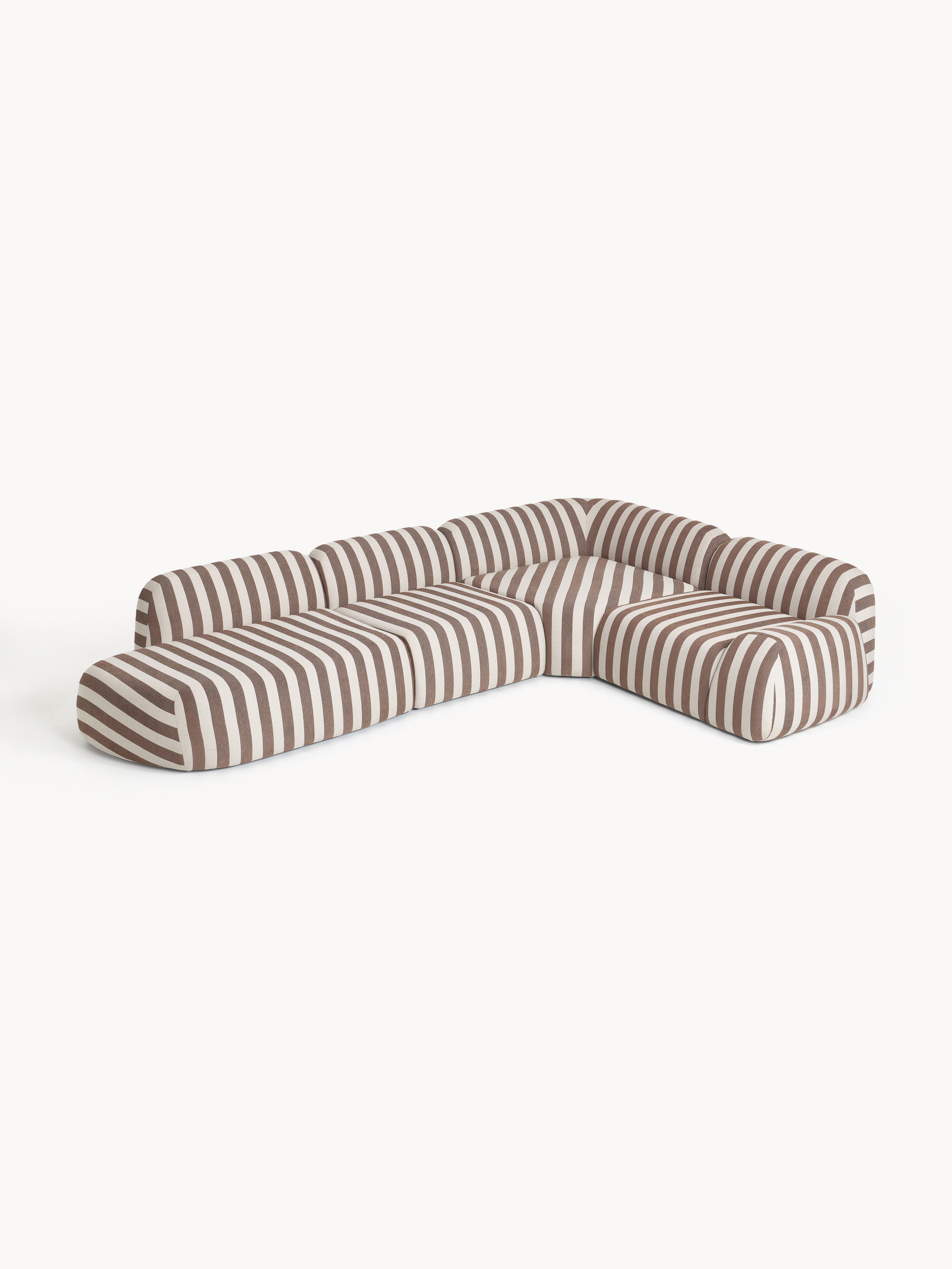 Modulares Gestreiftes XL-Ecksofa Wolke mit Chaiselongue