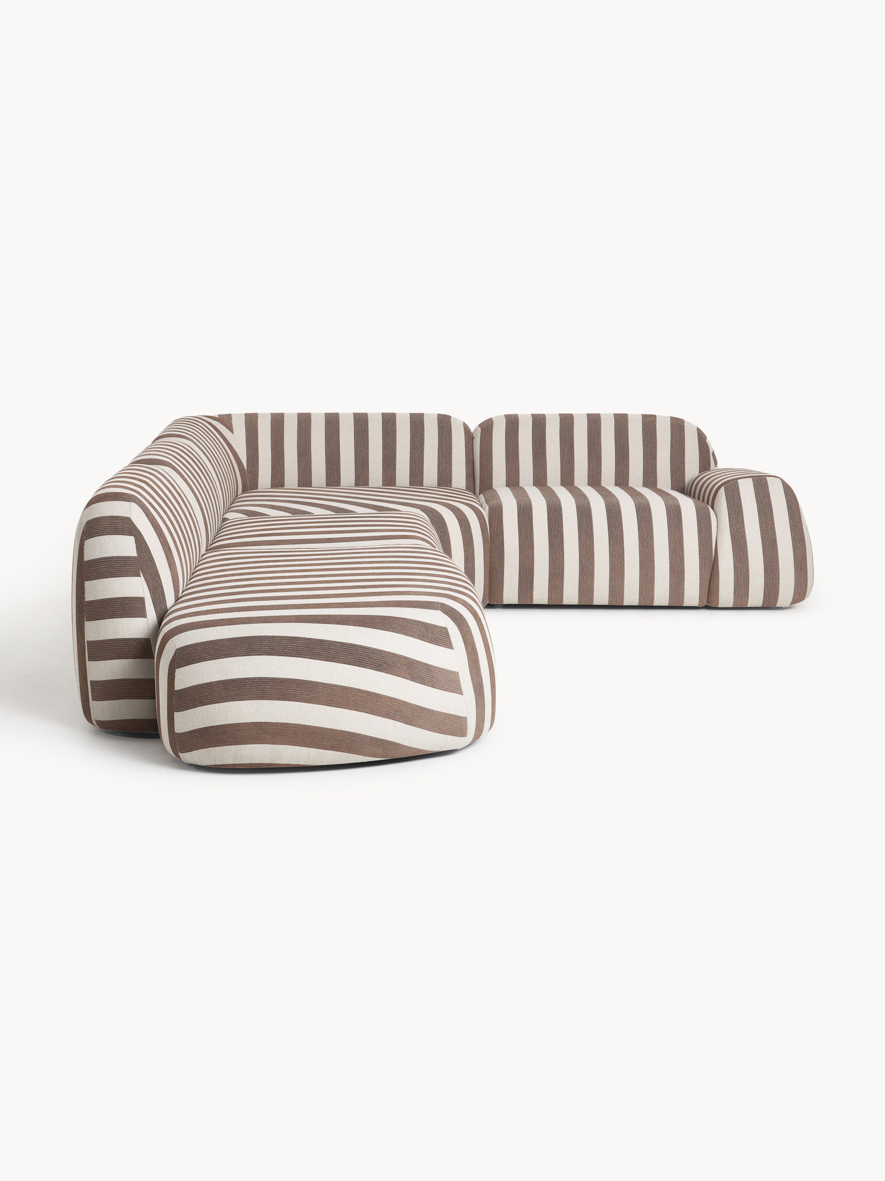 Modulares Gestreiftes XL-Ecksofa Wolke mit Chaiselongue