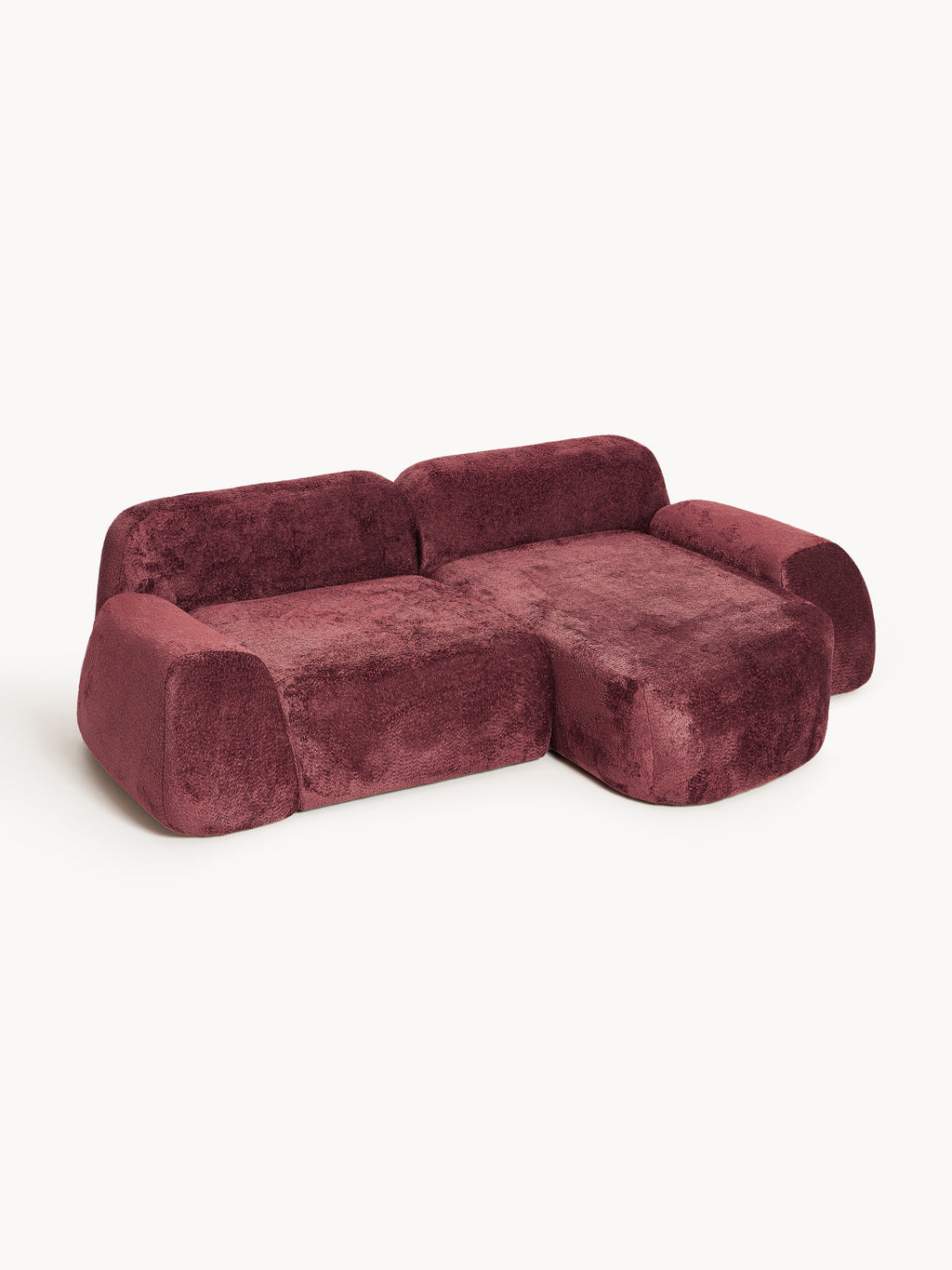 Modulares Teddy-Bouclé-Ecksofa Wolke (3-Sitzer)