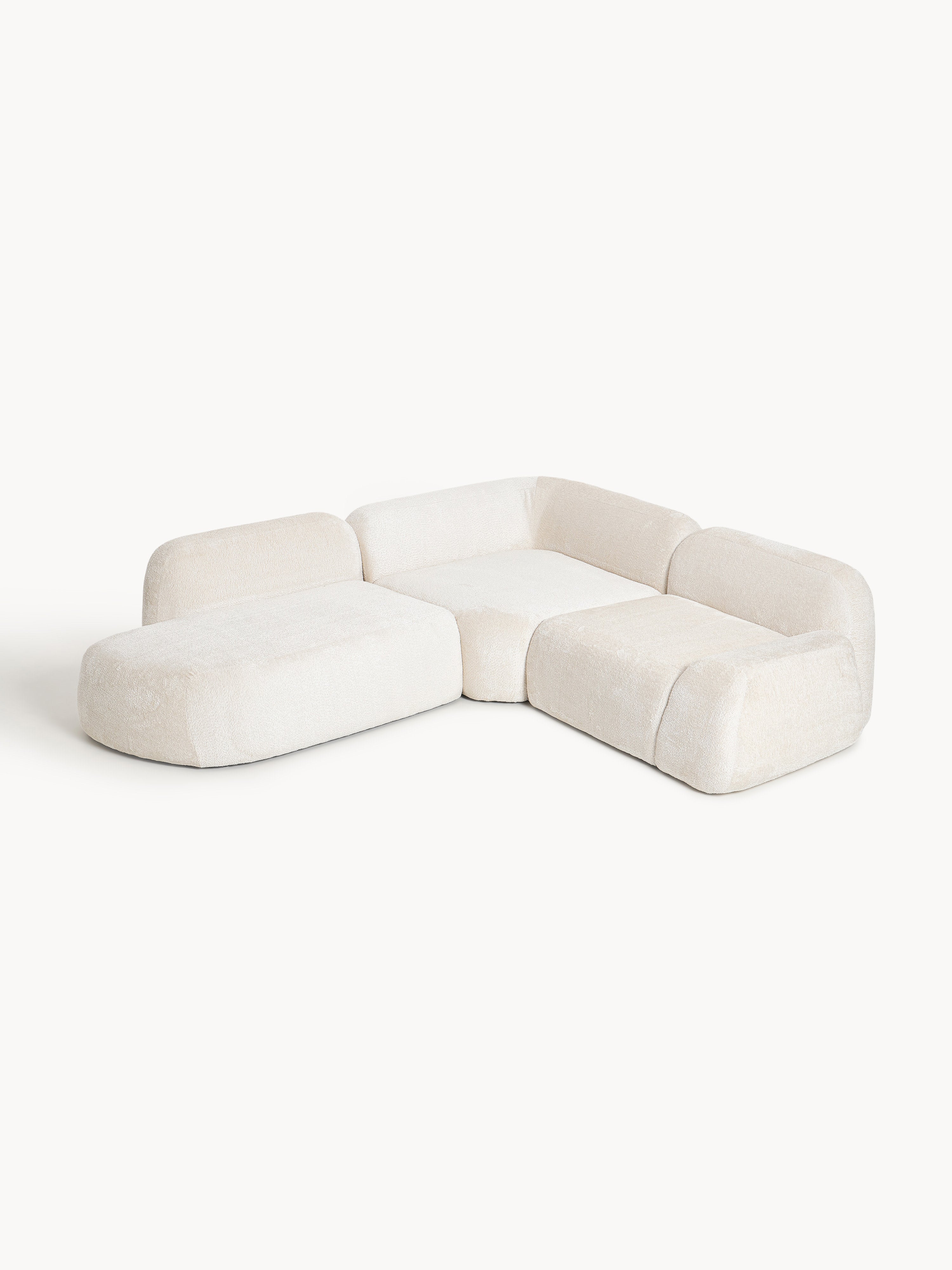 Modulares Teddy-Bouclé-Ecksofa Wolke (4-Sitzer) mit Chaiselongue