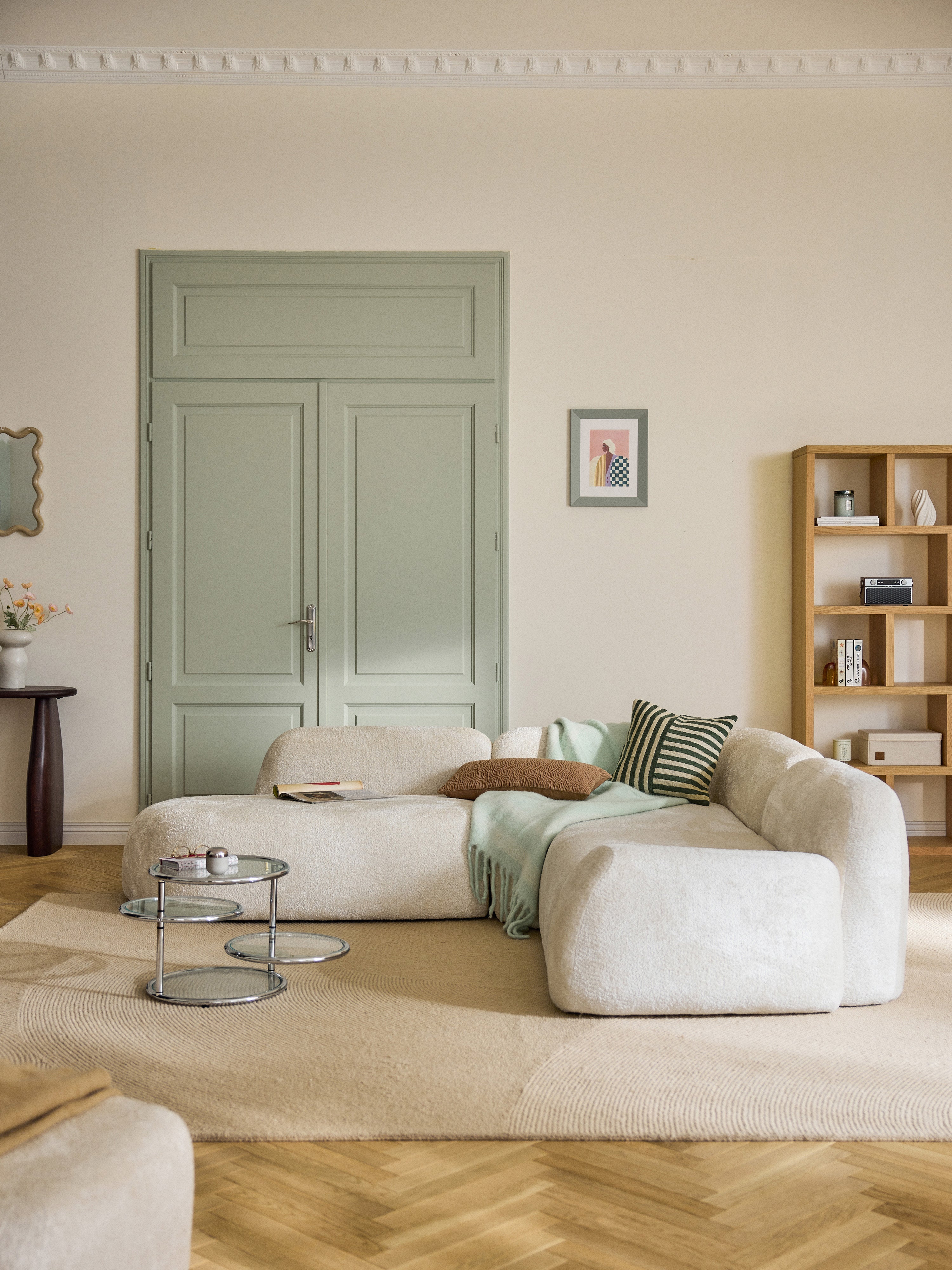 Modulares Teddy-Bouclé-Ecksofa Wolke (4-Sitzer) mit Chaiselongue