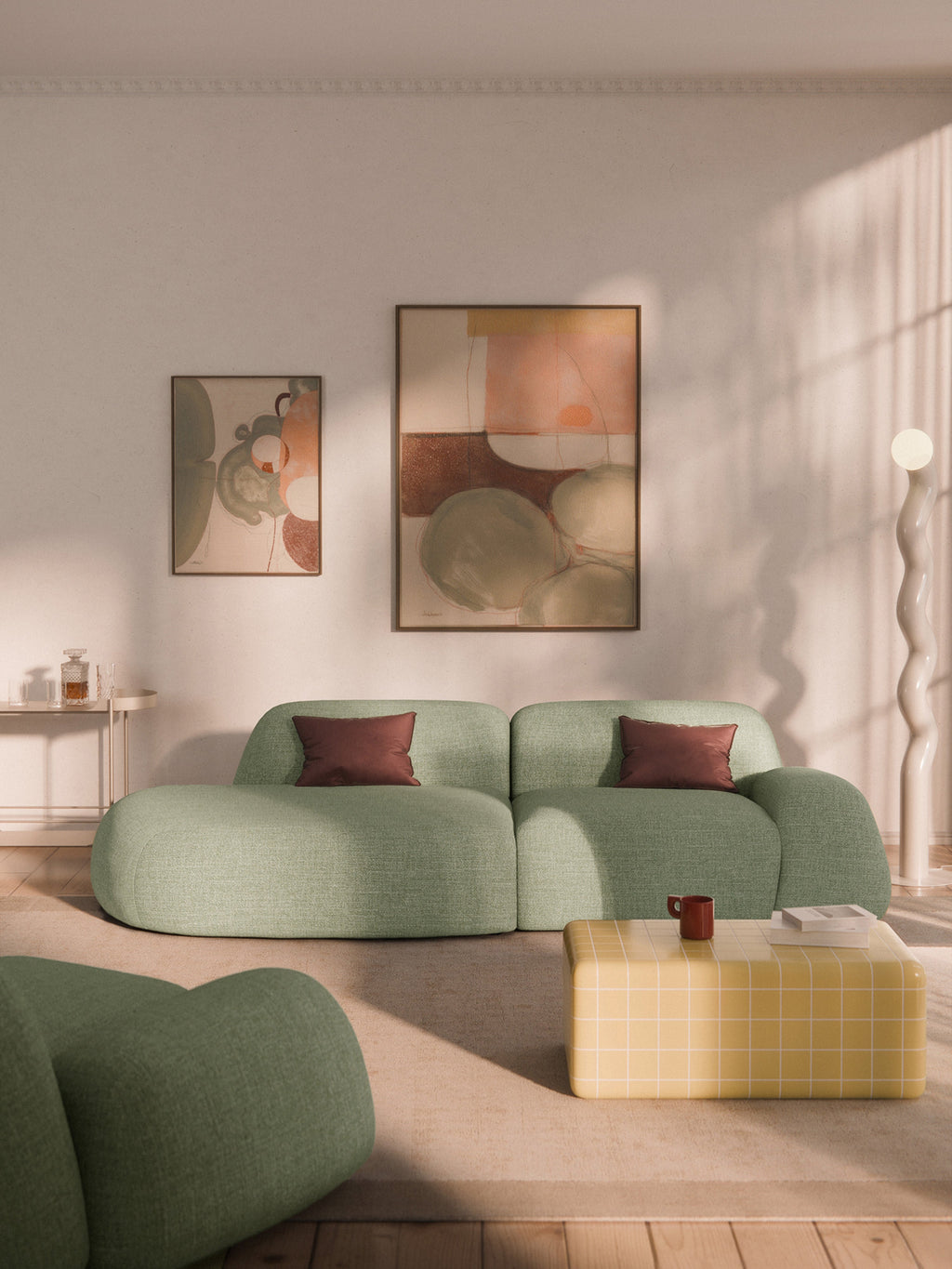 Modulare Bouclé-Chaise Wolke (3-Sitzer)