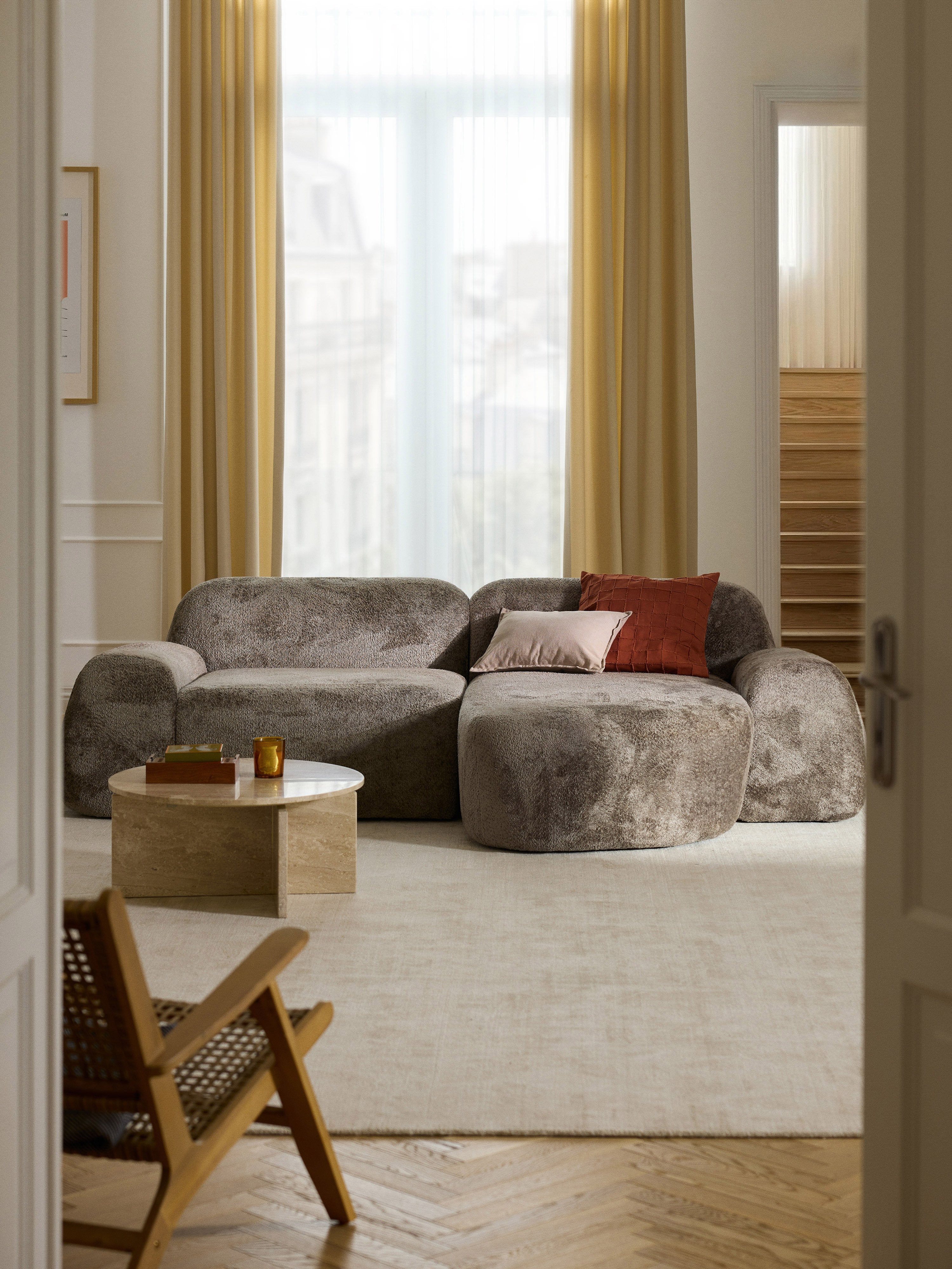 Modulares Teddy-Bouclé-Ecksofa Wolke (3-Sitzer)