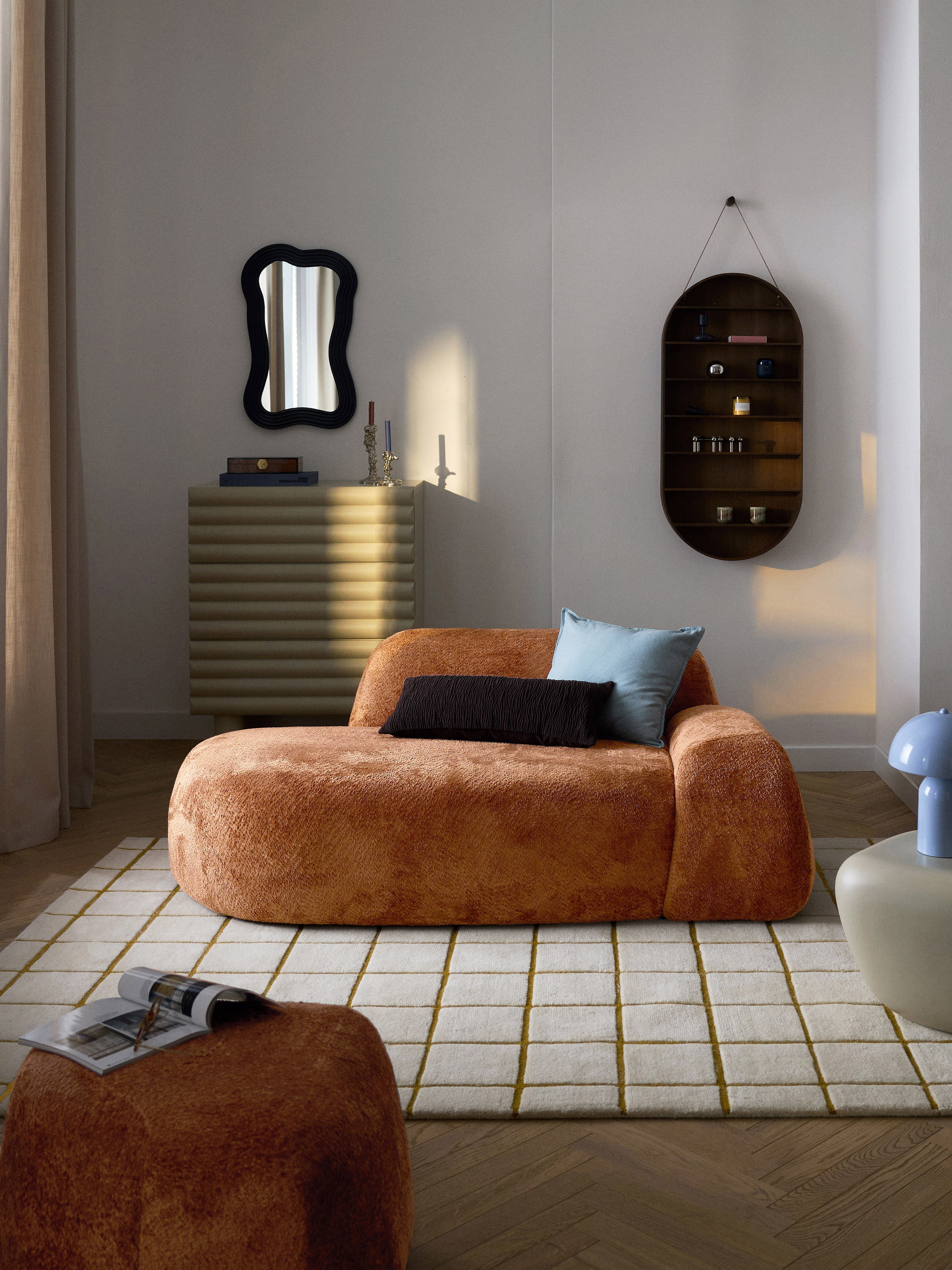 Teddy-Bouclé-Sofa Wolke (2-Sitzer) mit Chaiselongue