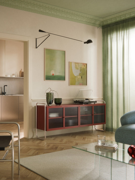 Metall-Sideboard Robyn mit Glas-Front