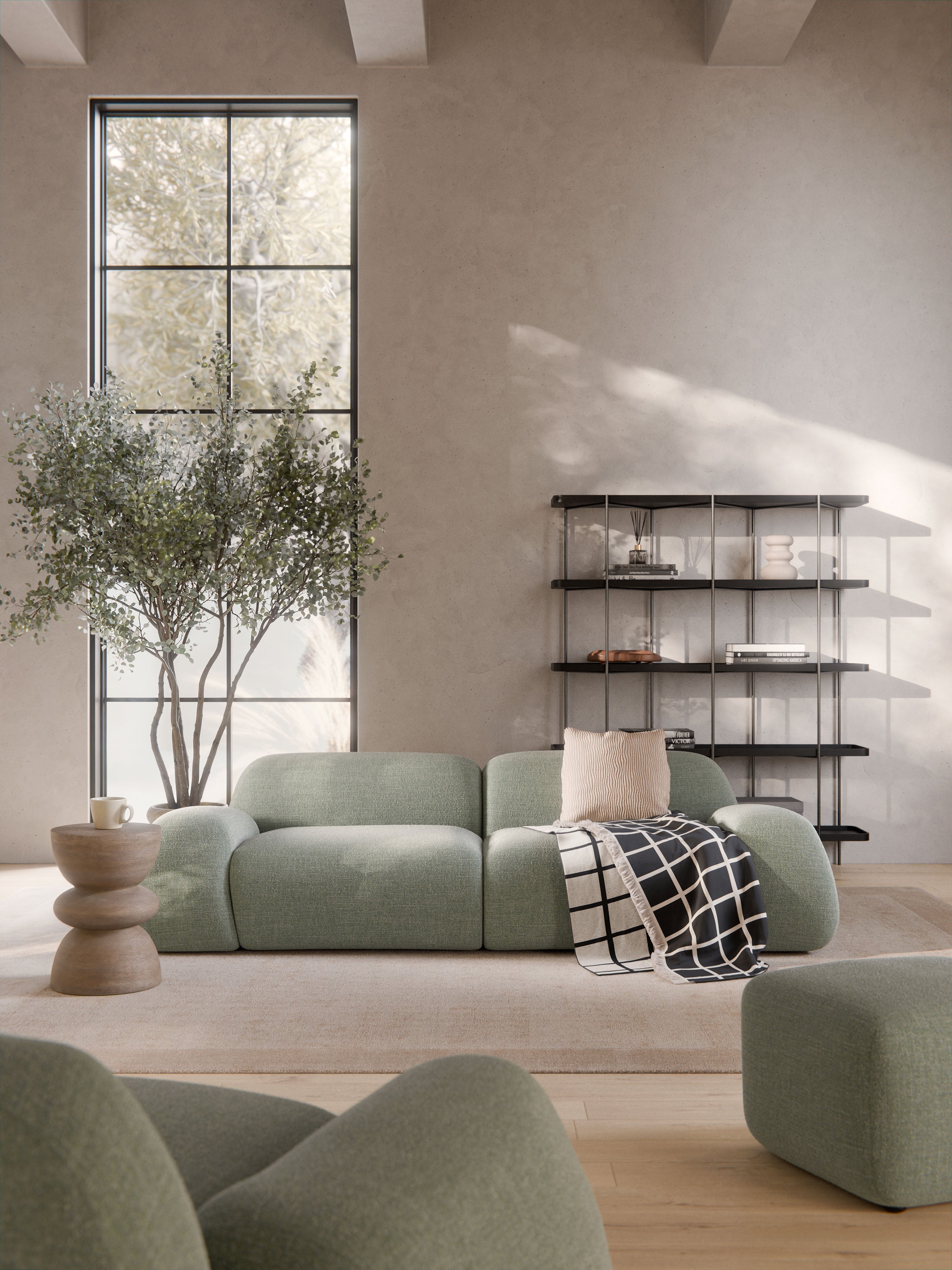 Modulares Bouclé-Sofa Wolke (3-Sitzer)