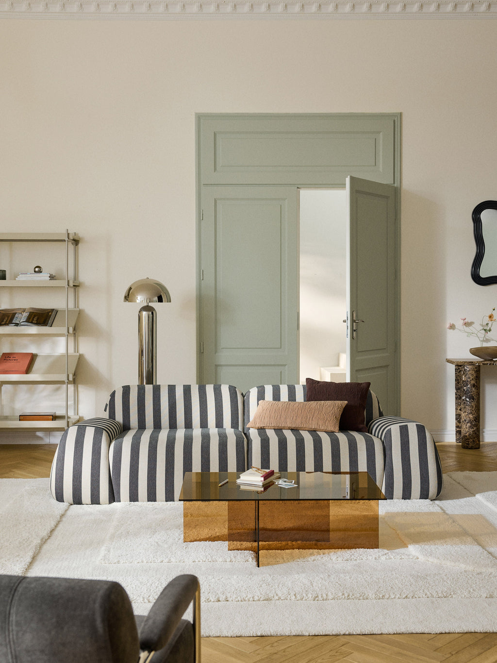 Modulares Gestreiftes Sofa Wolke (3-Sitzer)