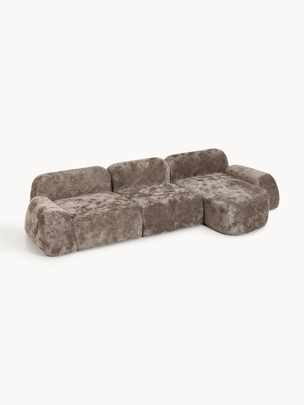 Modulares Teddy-Bouclé-Ecksofa Wolke (4-Sitzer)