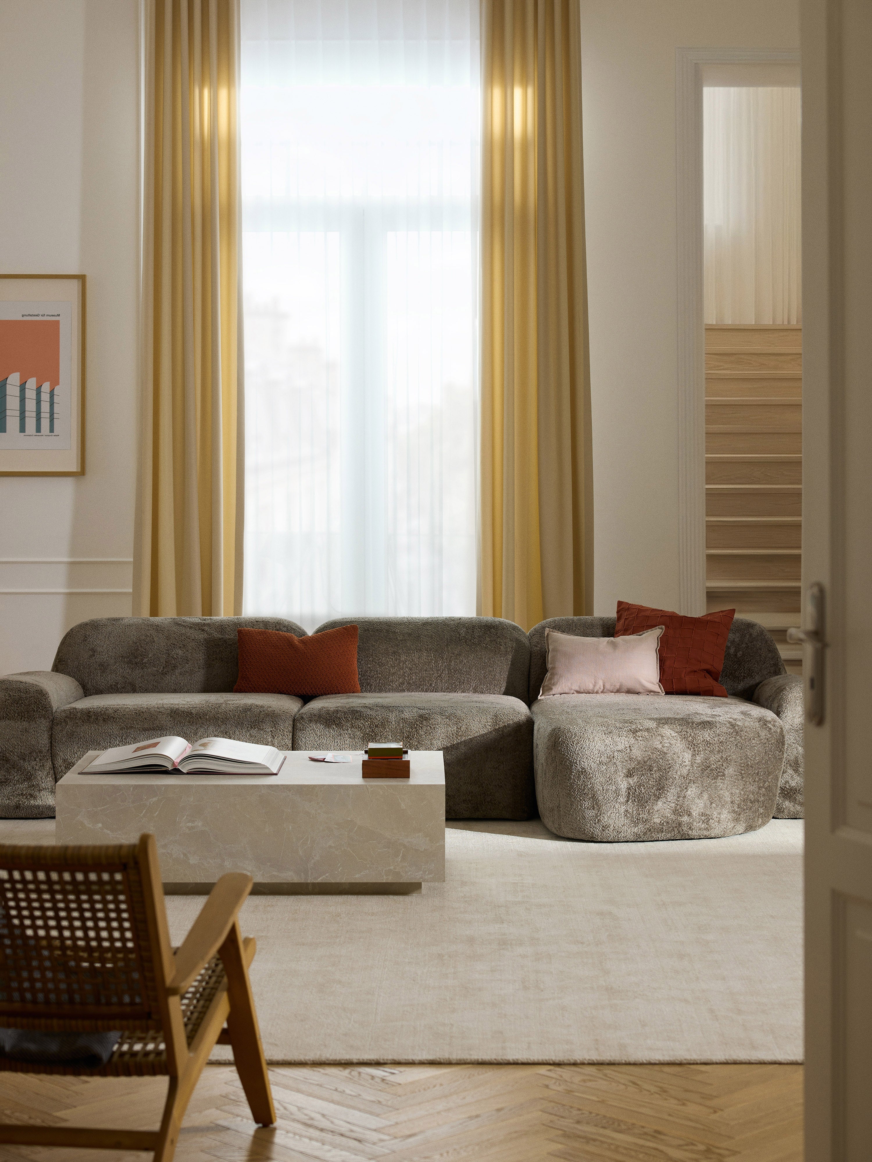 Modulares Teddy-Bouclé-Ecksofa Wolke (4-Sitzer)