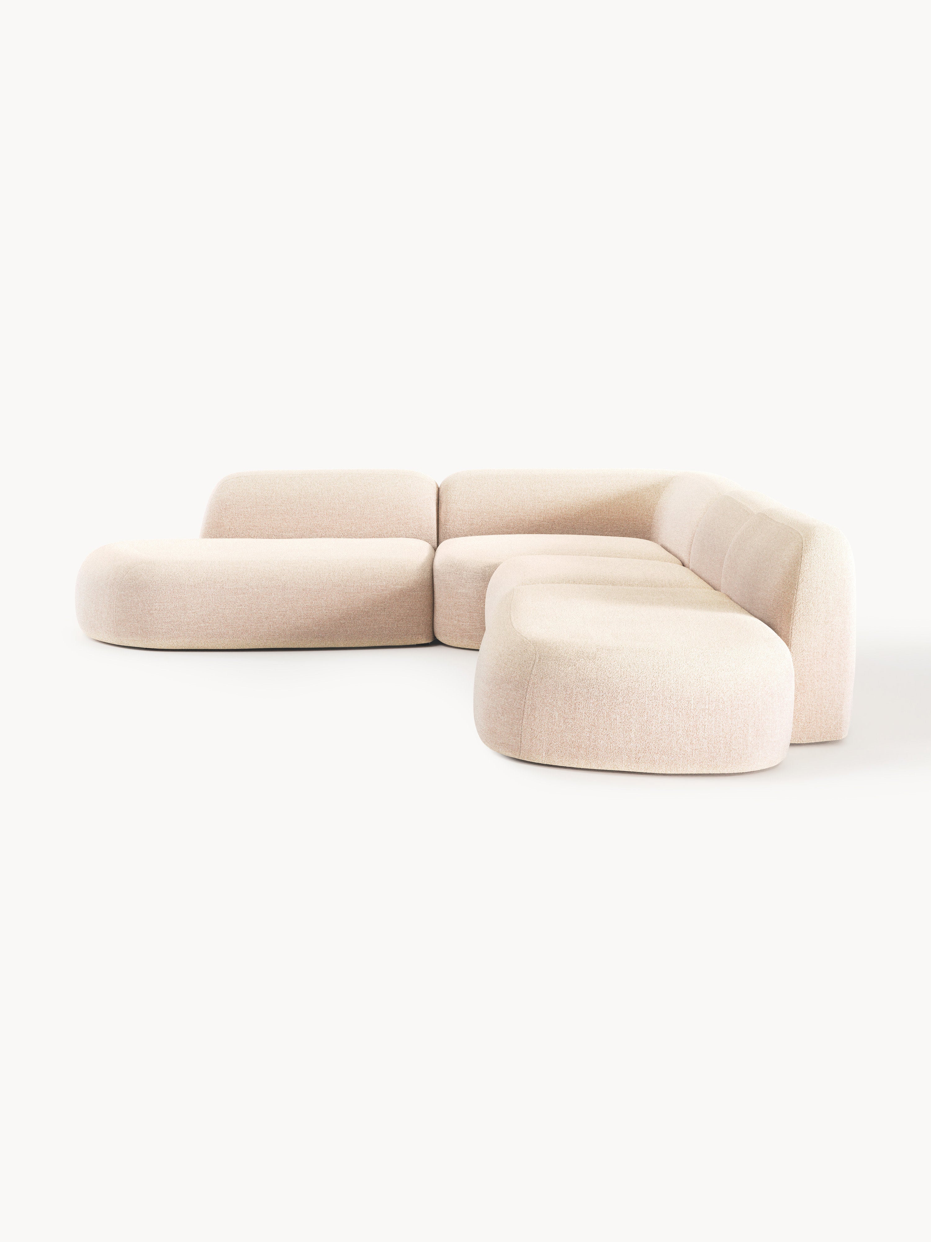 Modulares Bouclé-XL-Ecksofa Wolke mit Chaiselongue