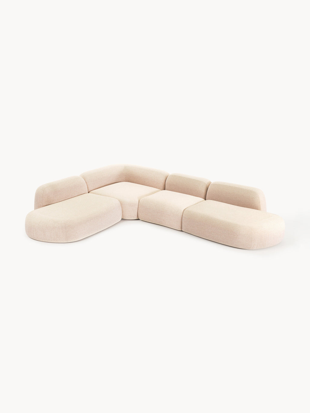 Modulares Bouclé-XL-Ecksofa Wolke mit Chaiselongue
